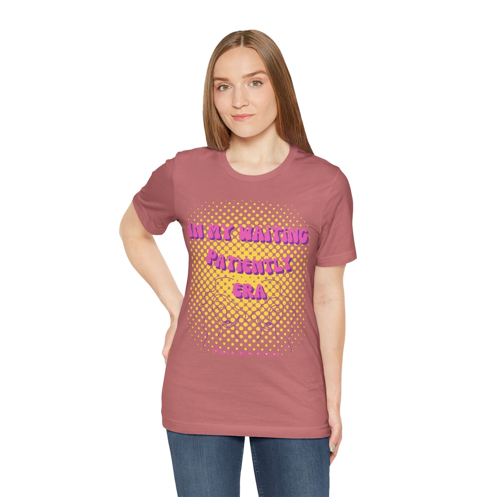 Women's 'In my Waiting Patiently Era' Tee - Yellow Graphic Jersey Short Sleeve