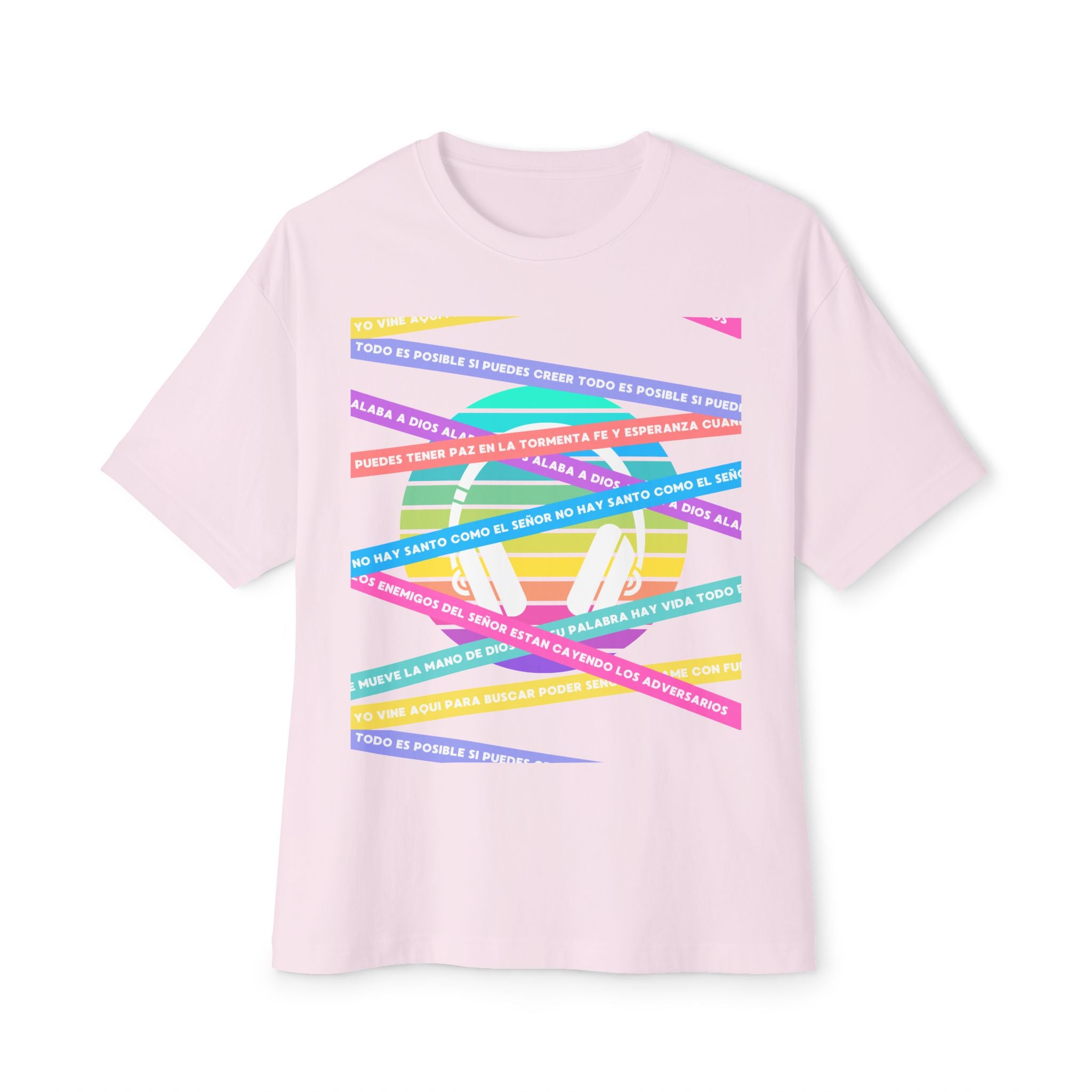 Woman's Spanish Music Tee (Música Cristiana letras)— Oversized Boxy with Colors