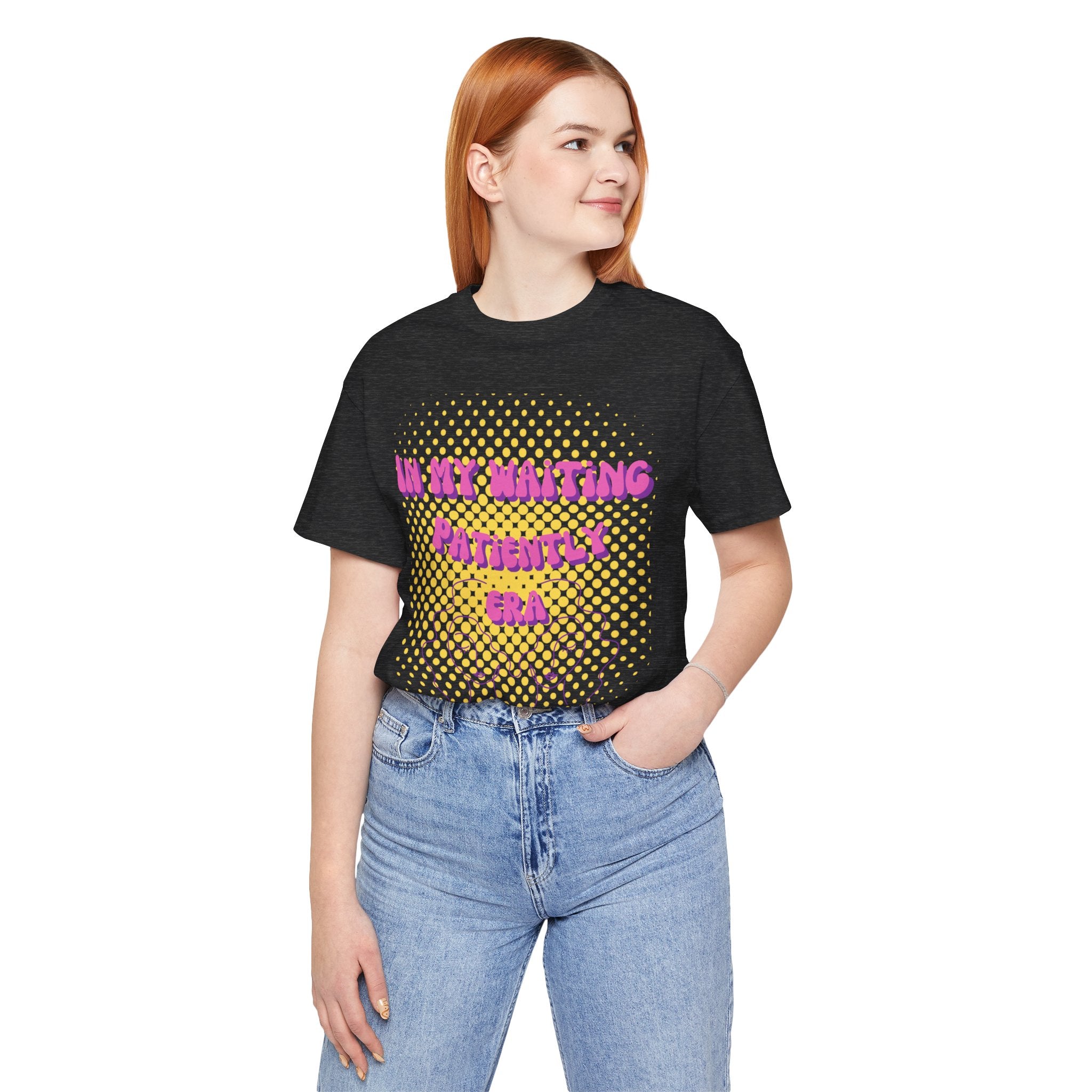 Women's 'In my Waiting Patiently Era' Tee - Yellow Graphic Jersey Short Sleeve