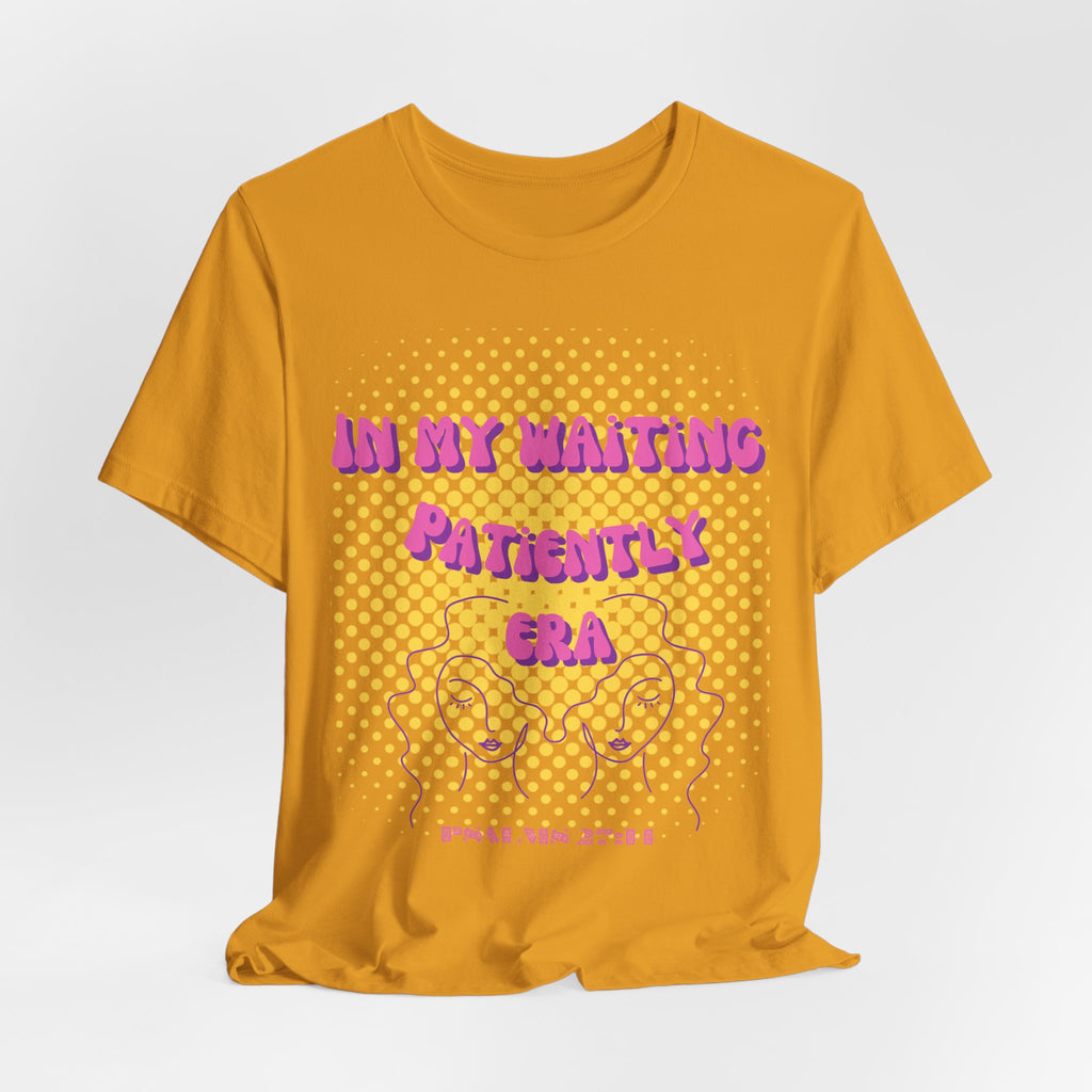 Women's 'In my Waiting Patiently Era' Tee - Yellow Graphic Jersey Short Sleeve