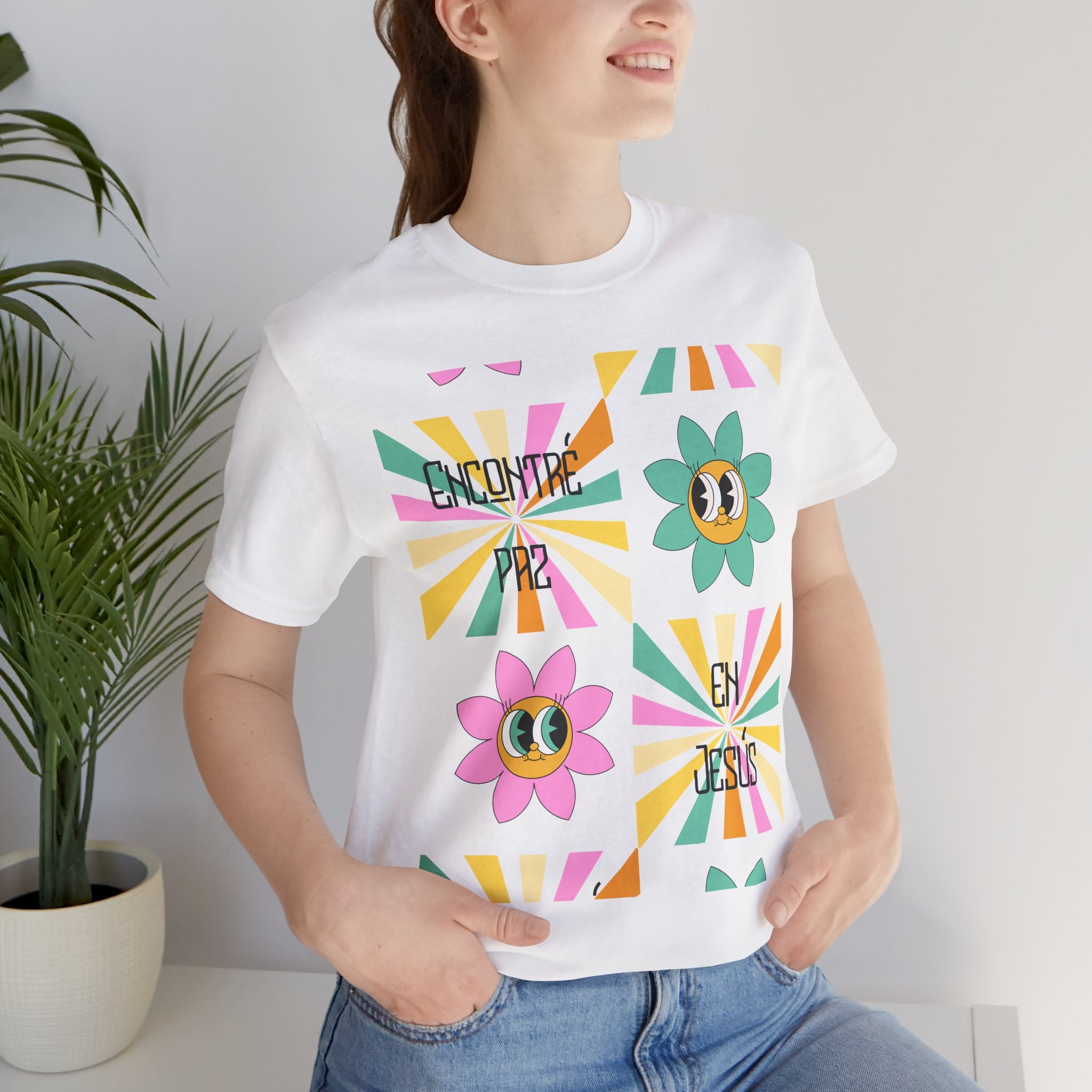 Woman's Spanish "Encontré paz en Jesús"- Camisa Retro Español