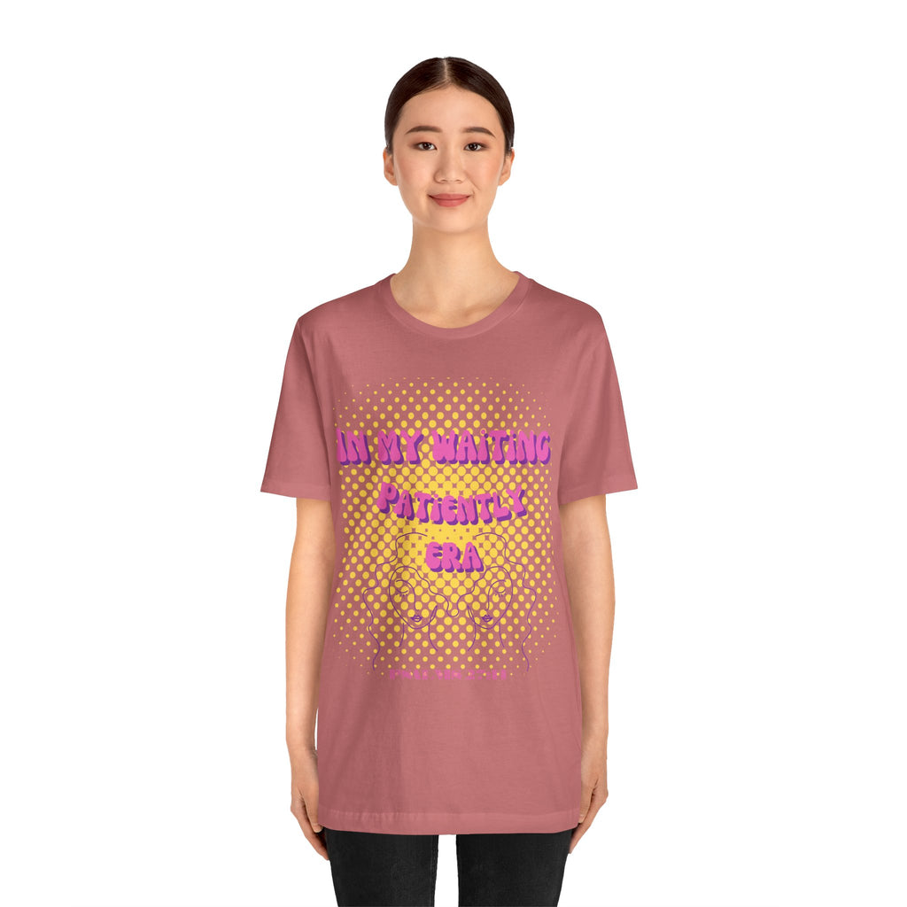 Women's 'In my Waiting Patiently Era' Tee - Yellow Graphic Jersey Short Sleeve