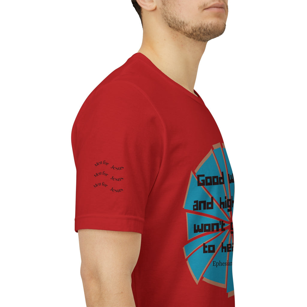 Mens Jersey Short Sleeve Tee- "Good works and high titles"