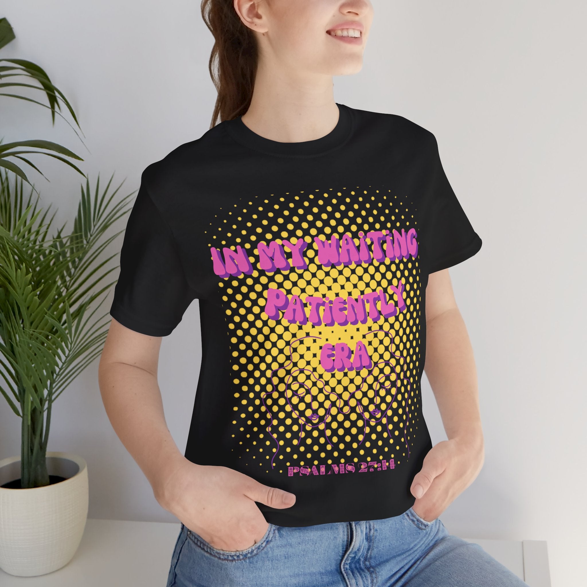 Women's 'In my Waiting Patiently Era' Tee - Yellow Graphic Jersey Short Sleeve