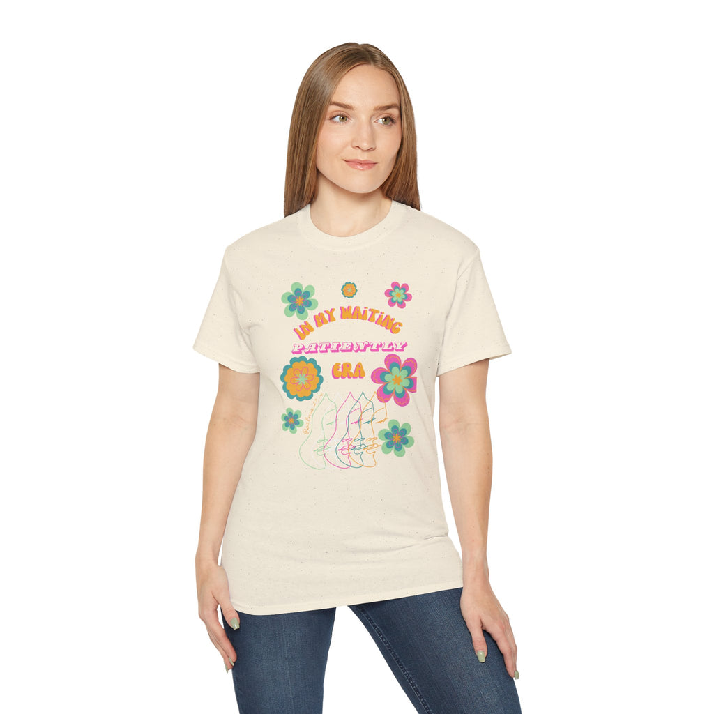 Retro Floral "In My Waiting Patiently Era" Ladies' V-Neck T-Shirt