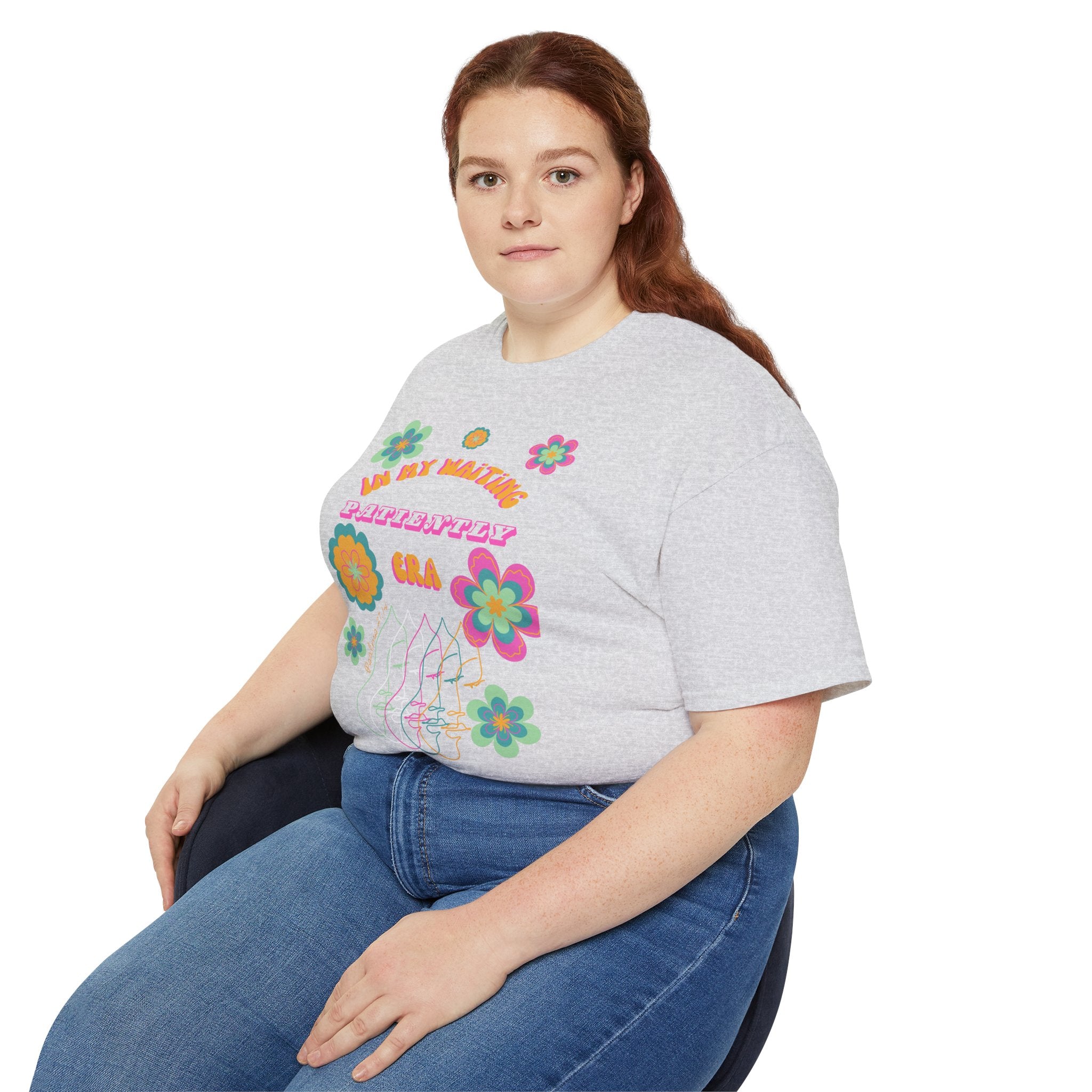 Retro Floral "In My Waiting Patiently Era" Ladies' V-Neck T-Shirt