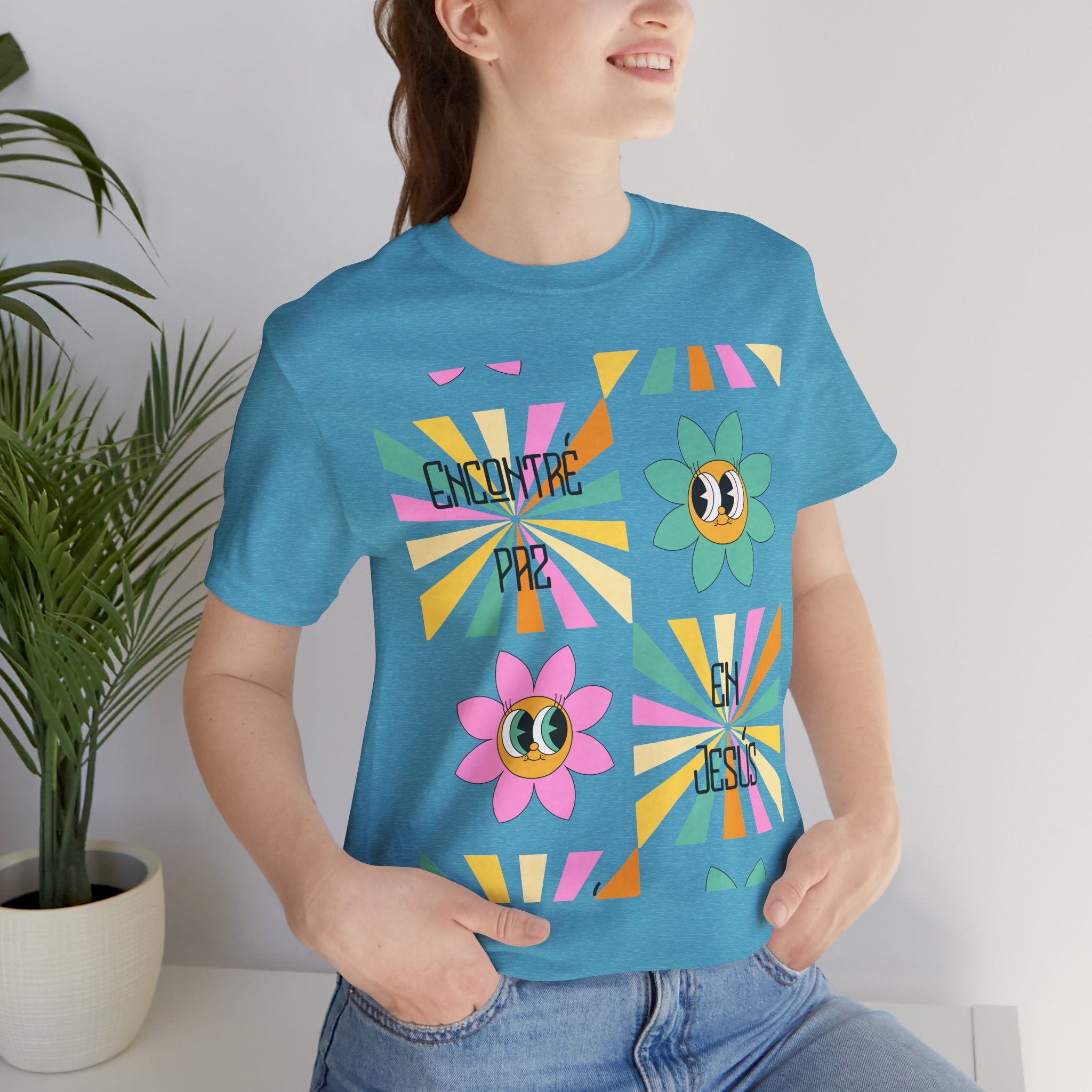 Woman's Spanish "Encontré paz en Jesús"- Camisa Retro Español
