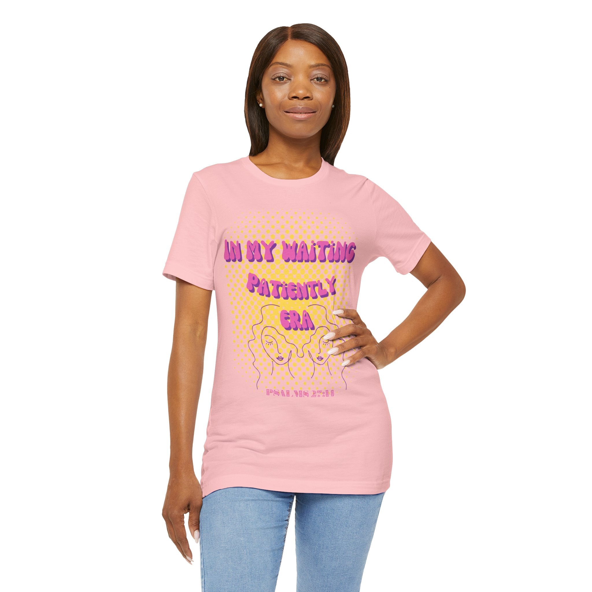 Women's 'In my Waiting Patiently Era' Tee - Yellow Graphic Jersey Short Sleeve