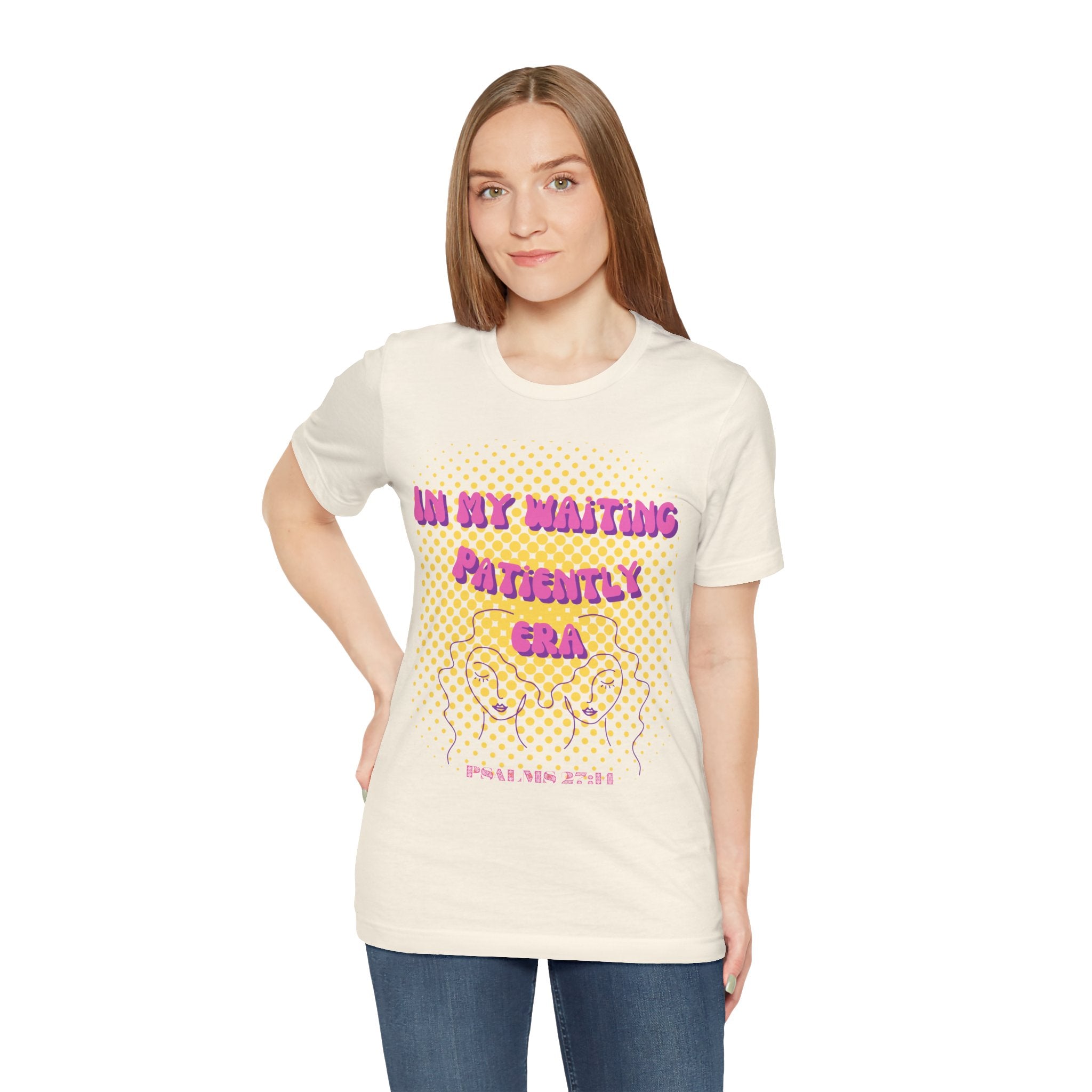 Women's 'In my Waiting Patiently Era' Tee - Yellow Graphic Jersey Short Sleeve
