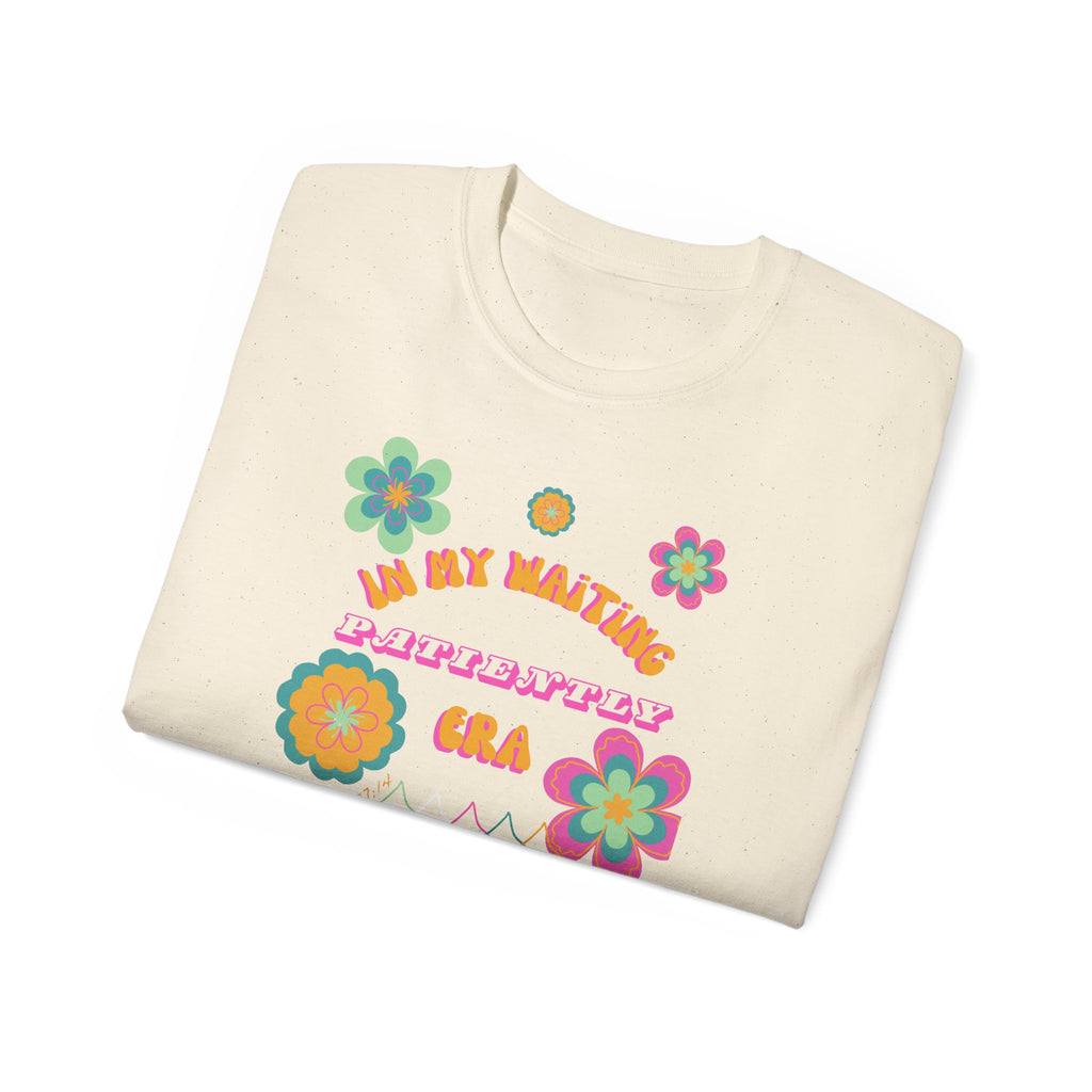 Retro Floral "In My Waiting Patiently Era" Ladies' V-Neck T-Shirt
