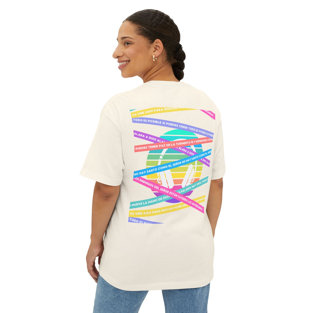 Woman's Spanish Music Tee (Música Cristiana letras)— Oversized Boxy with Colors
