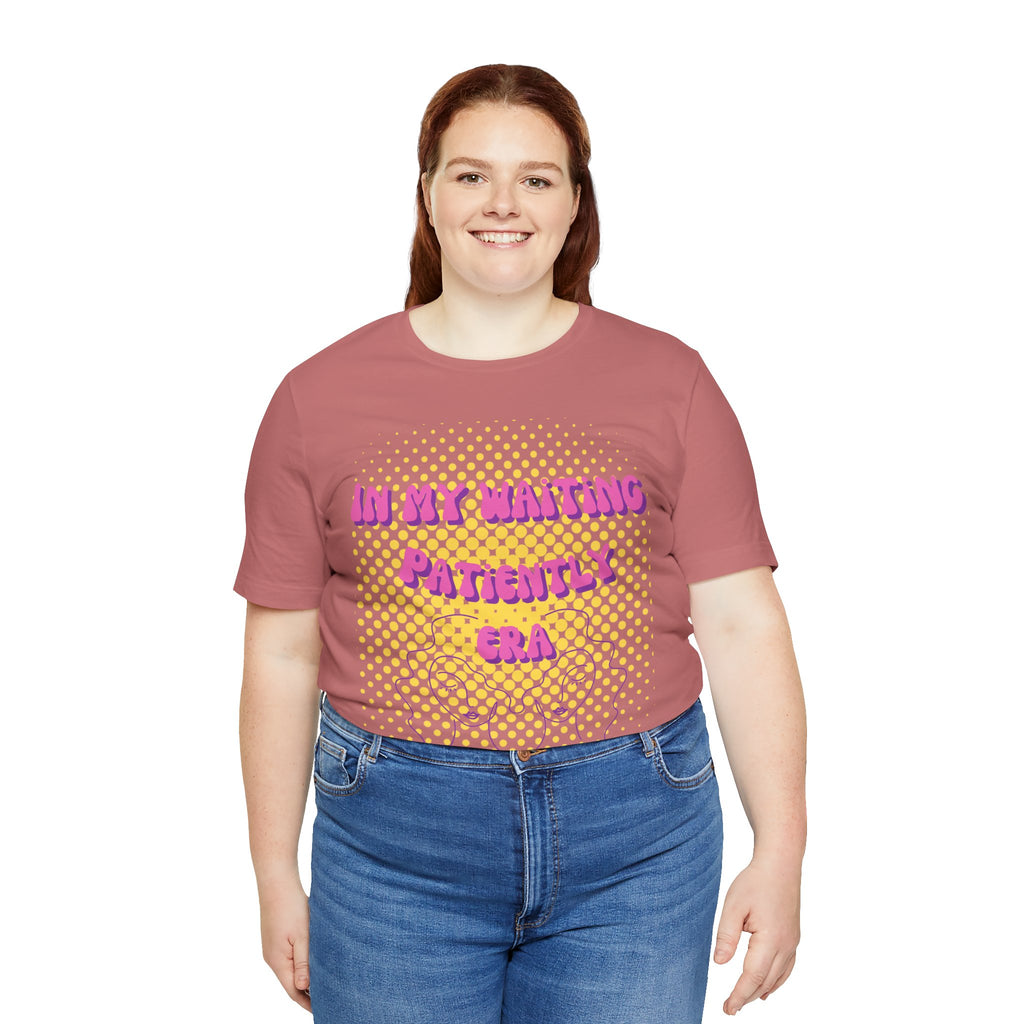 Women's 'In my Waiting Patiently Era' Tee - Yellow Graphic Jersey Short Sleeve