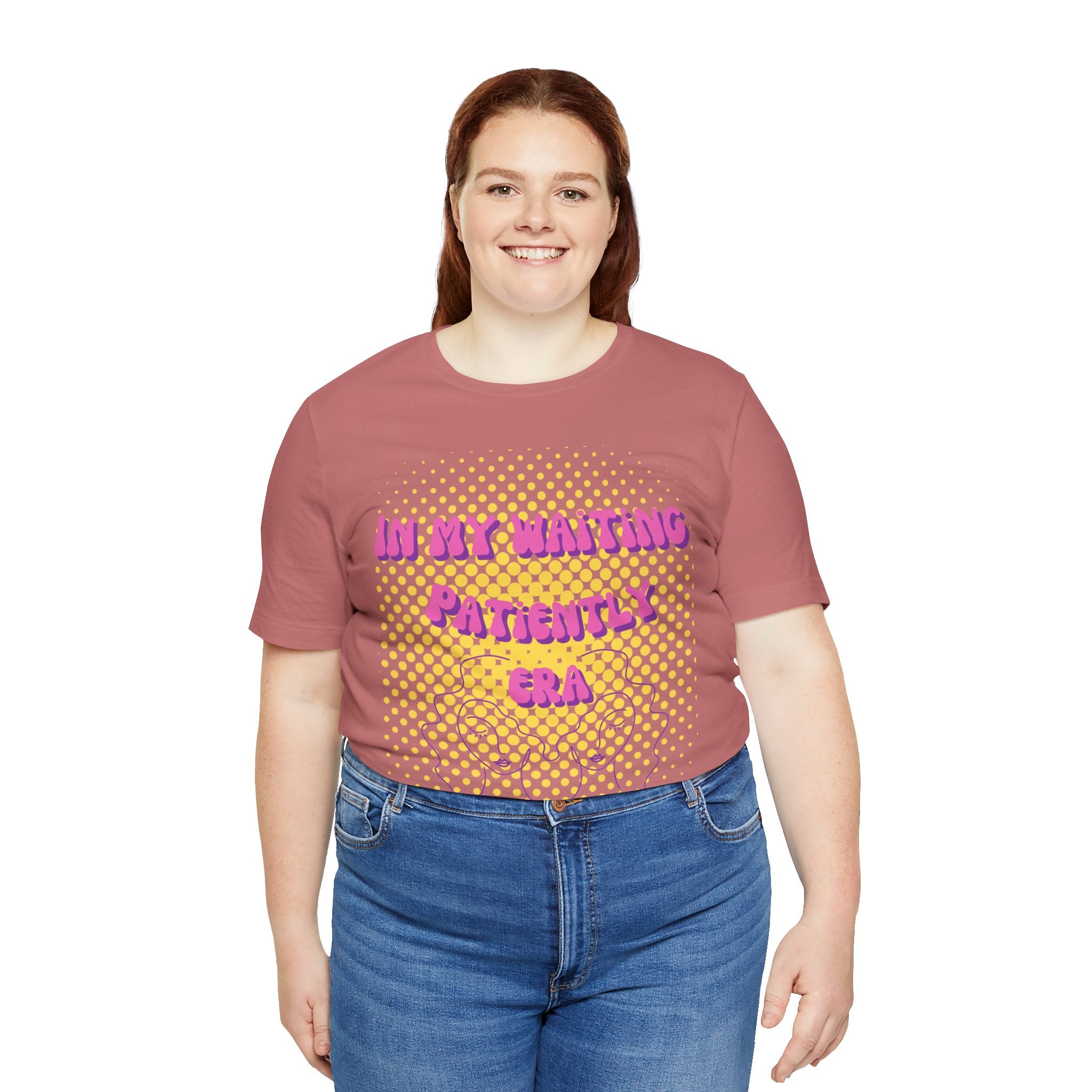 Women's 'In my Waiting Patiently Era' Tee - Yellow Graphic Jersey Short Sleeve