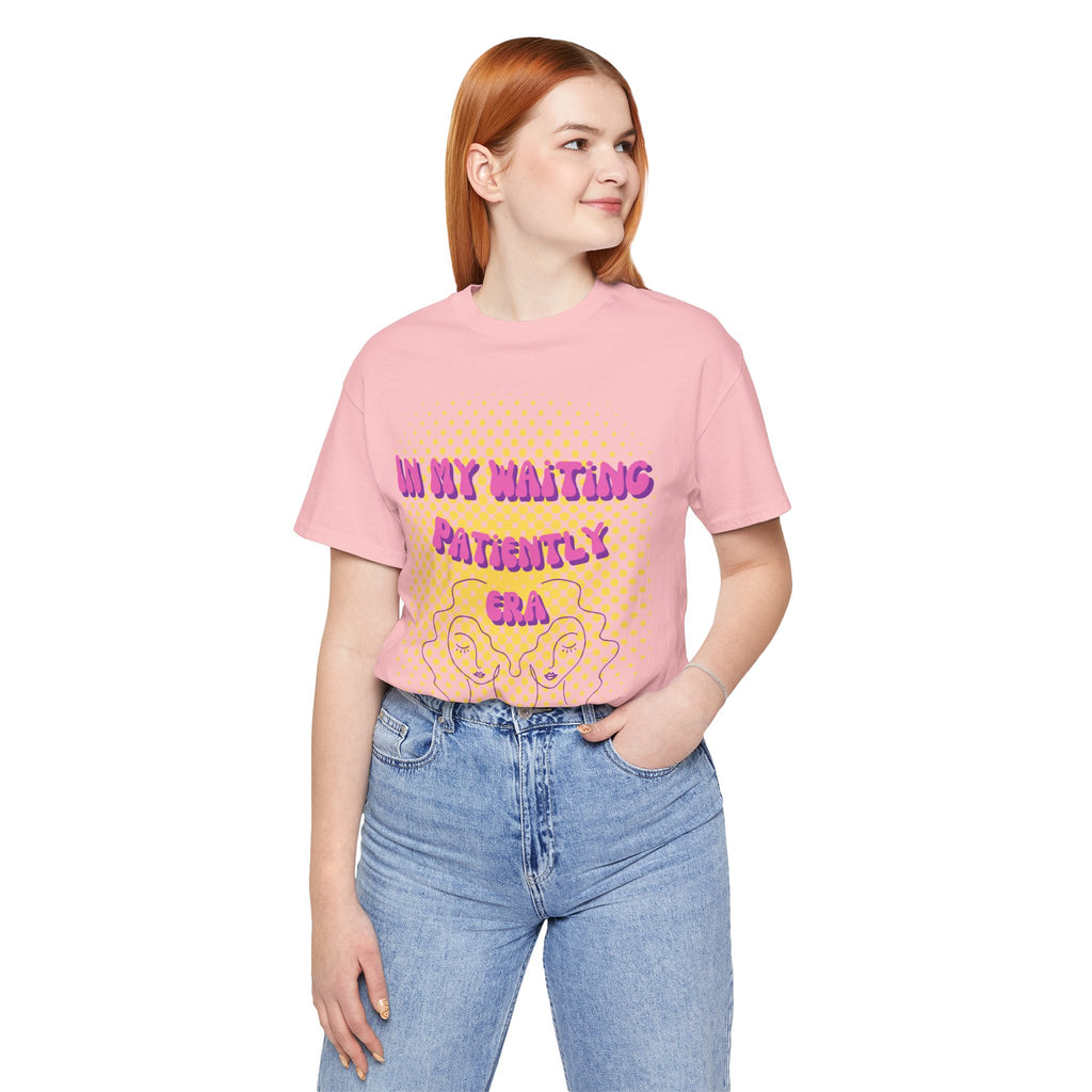 Women's 'In my Waiting Patiently Era' Tee - Yellow Graphic Jersey Short Sleeve