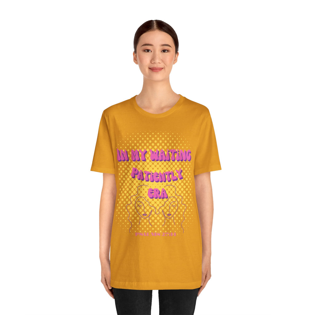 Women's 'In my Waiting Patiently Era' Tee - Yellow Graphic Jersey Short Sleeve