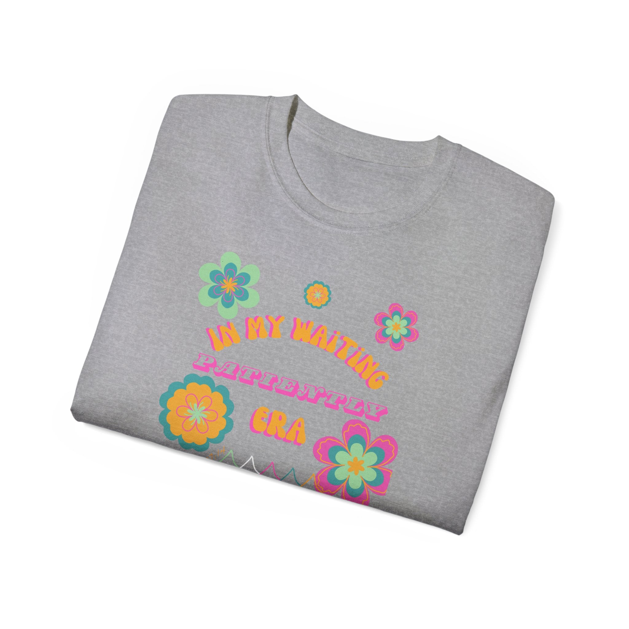 Retro Floral "In My Waiting Patiently Era" Ladies' V-Neck T-Shirt