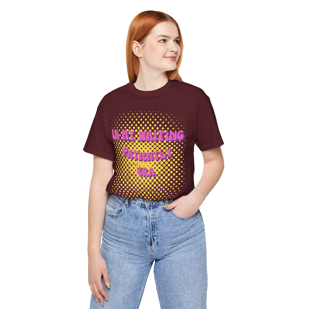 Women's 'In my Waiting Patiently Era' Tee - Yellow Graphic Jersey Short Sleeve