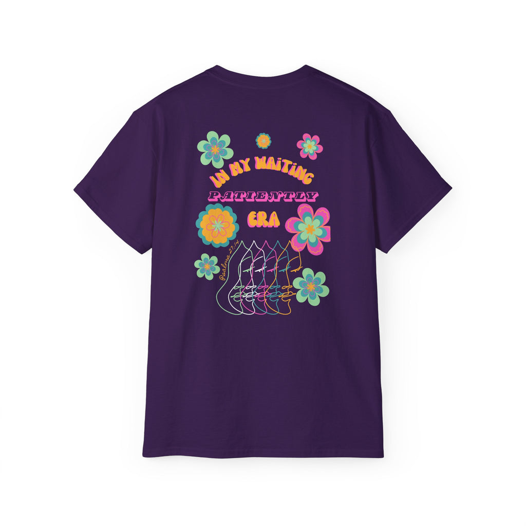 Retro Floral "In My Waiting Patiently Era" Ladies' V-Neck T-Shirt