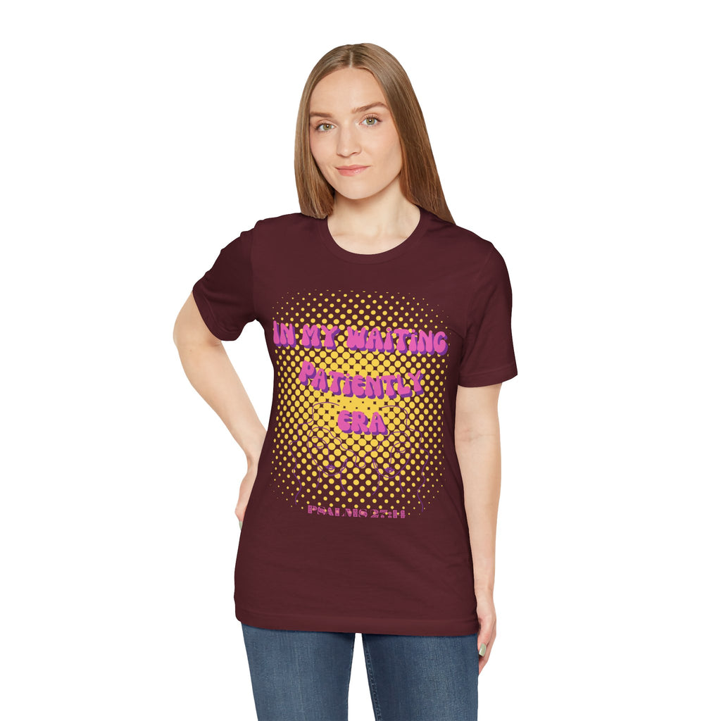 Women's 'In my Waiting Patiently Era' Tee - Yellow Graphic Jersey Short Sleeve