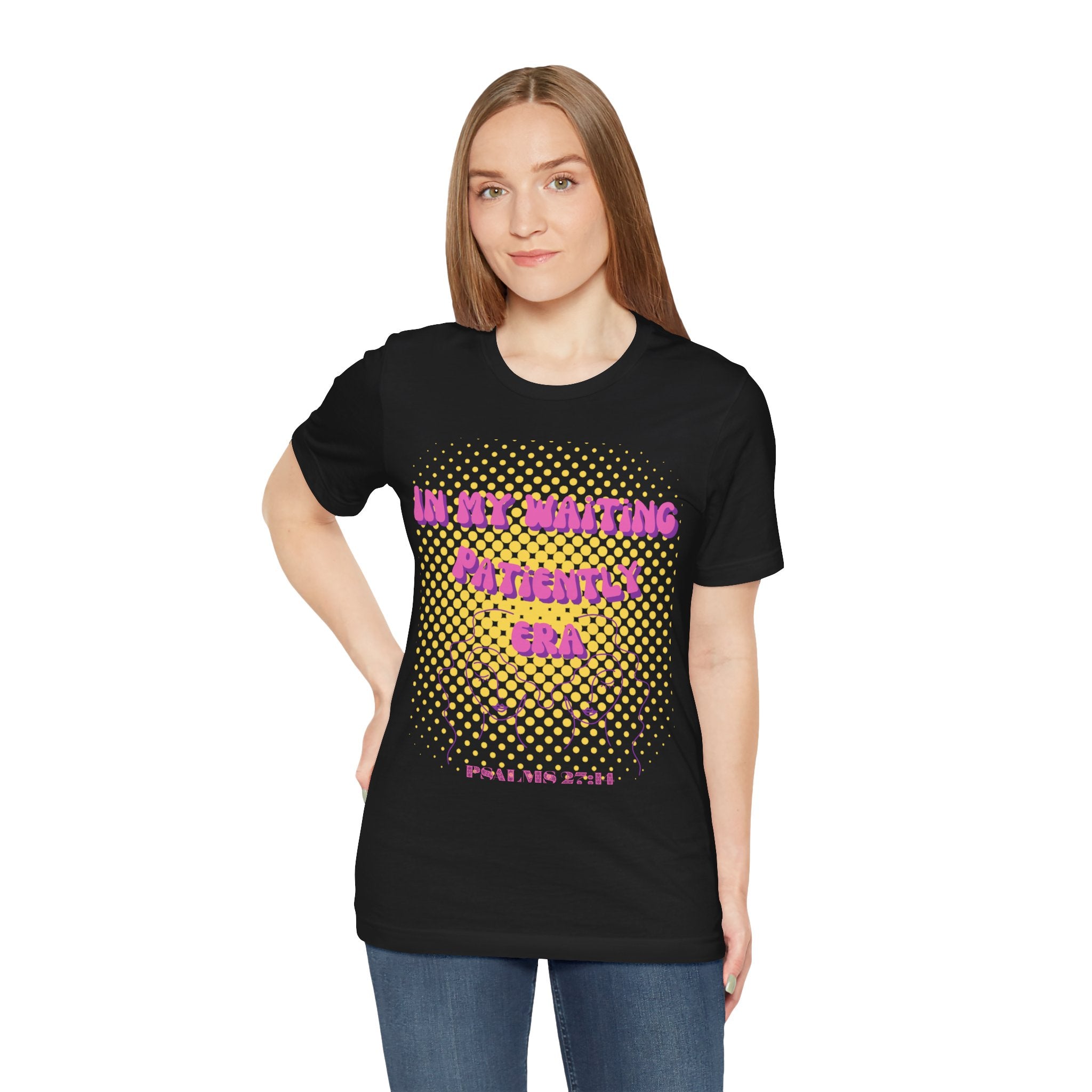 Women's 'In my Waiting Patiently Era' Tee - Yellow Graphic Jersey Short Sleeve