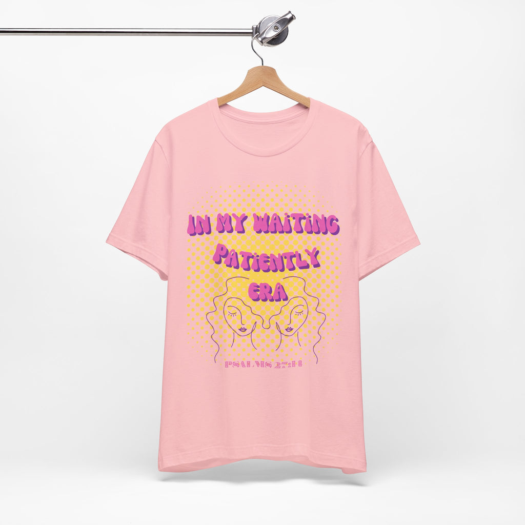 Women's 'In my Waiting Patiently Era' Tee - Yellow Graphic Jersey Short Sleeve