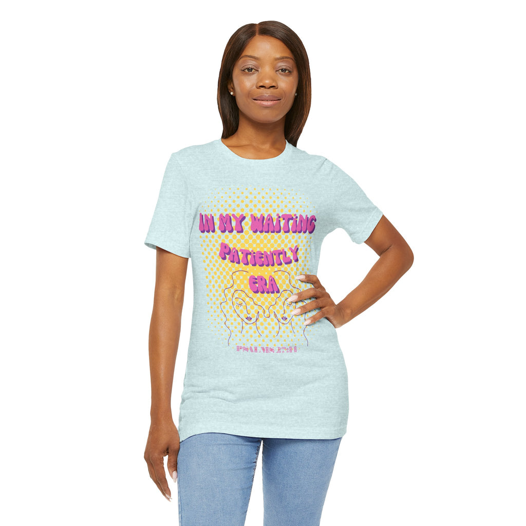 Women's 'In my Waiting Patiently Era' Tee - Yellow Graphic Jersey Short Sleeve