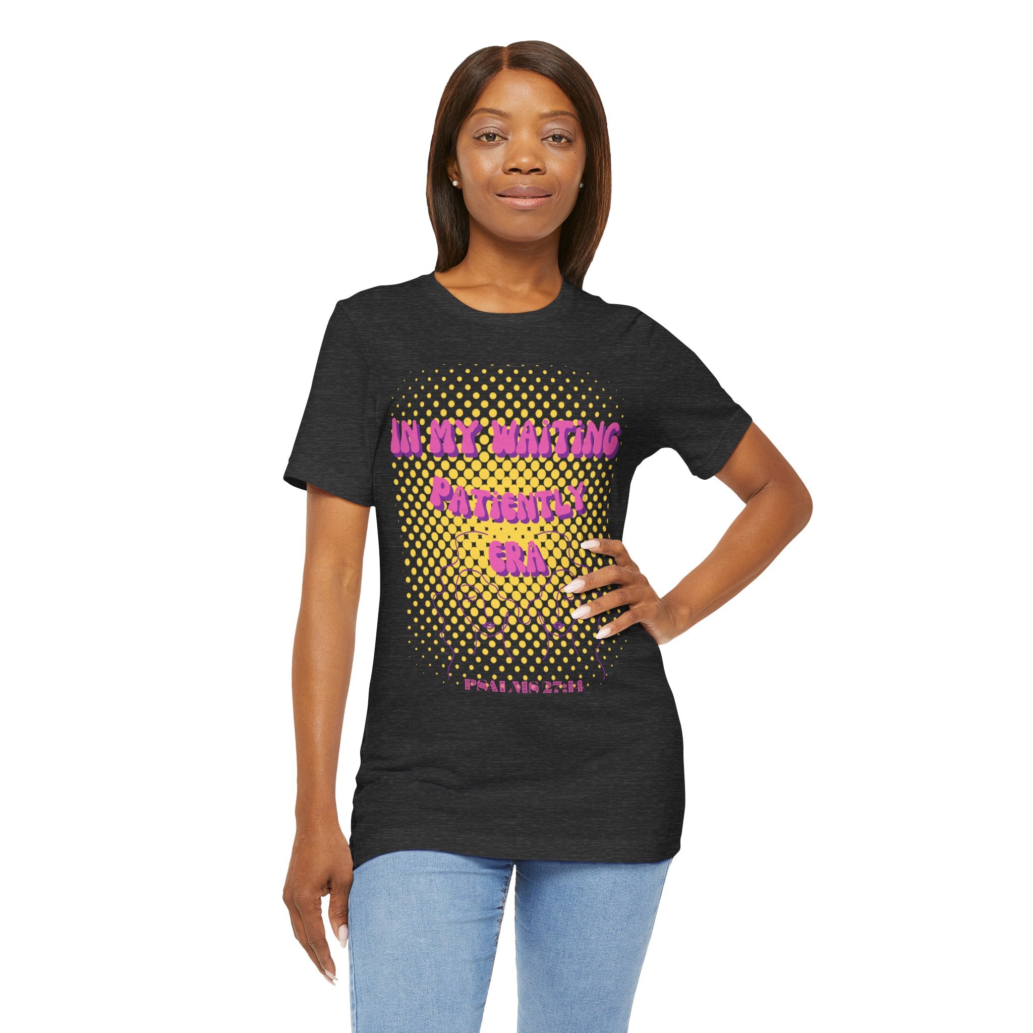 Women's 'In my Waiting Patiently Era' Tee - Yellow Graphic Jersey Short Sleeve