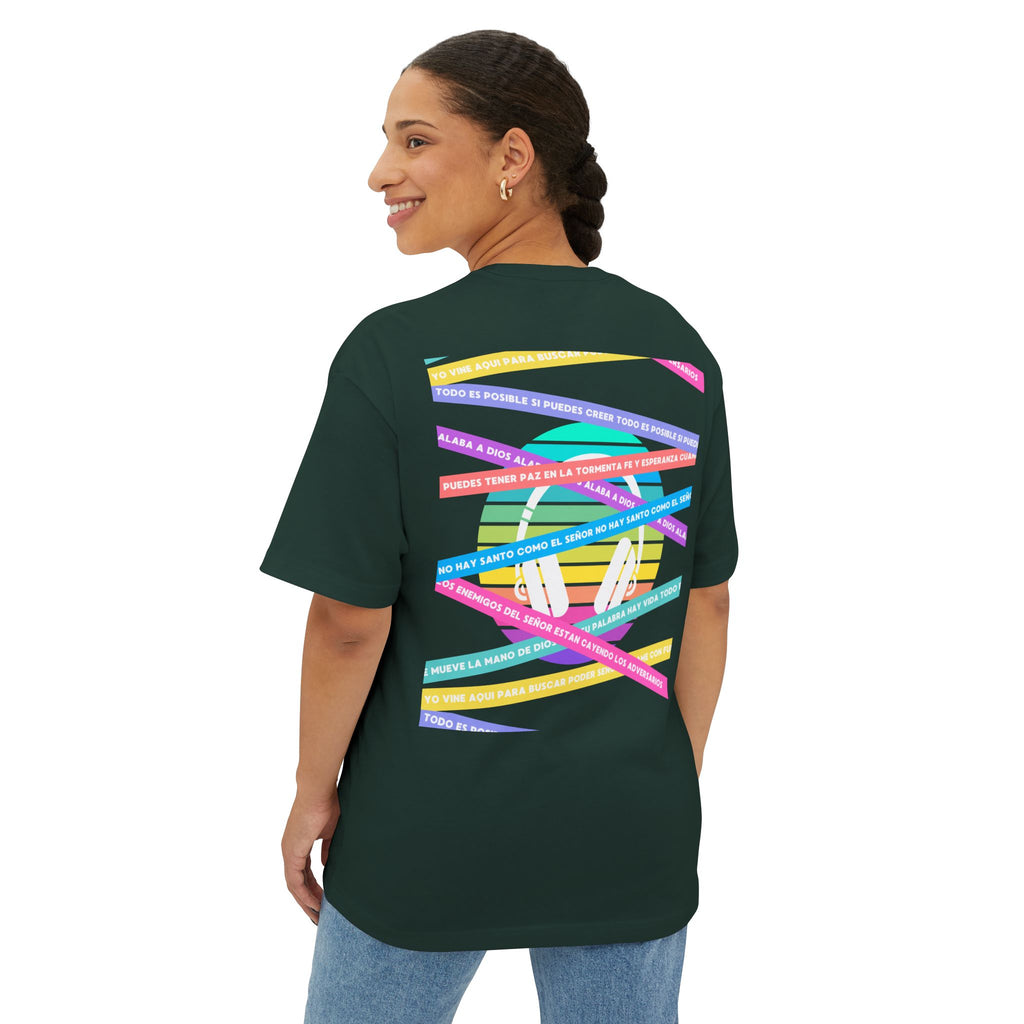 Woman's Spanish Music Tee (Música Cristiana letras)— Oversized Boxy with Colors