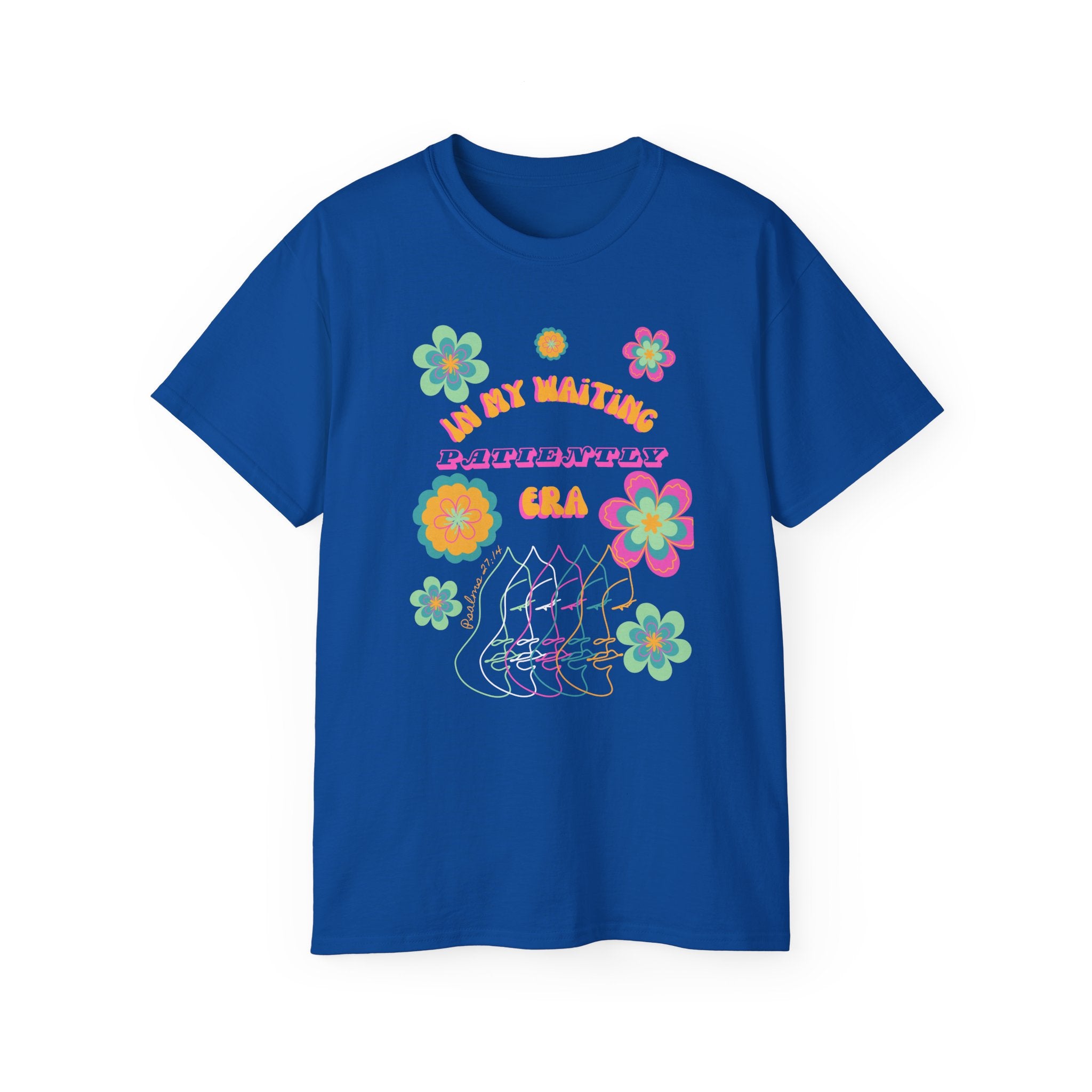 Retro Floral "In My Waiting Patiently Era" Ladies' V-Neck T-Shirt