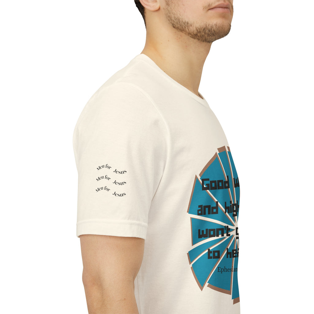 Mens Jersey Short Sleeve Tee- "Good works and high titles"