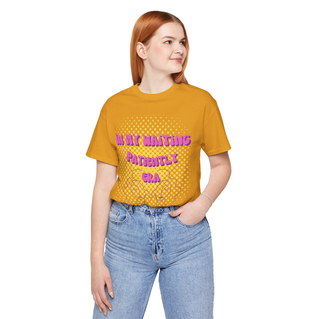 Women's 'In my Waiting Patiently Era' Tee - Yellow Graphic Jersey Short Sleeve
