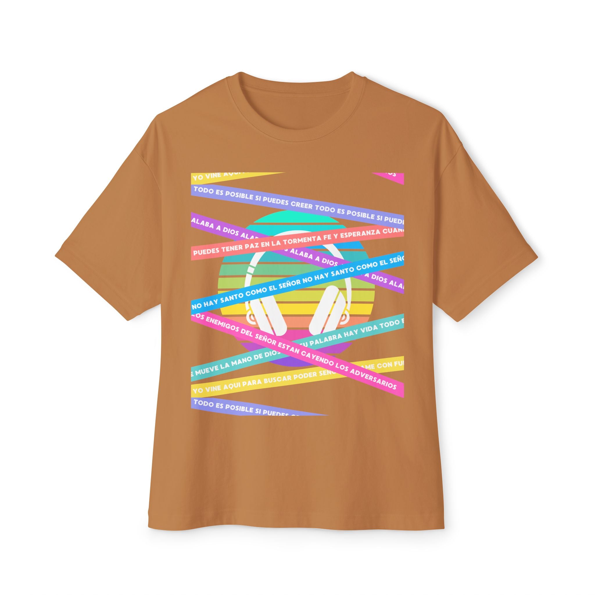 Woman's Spanish Music Tee (Música Cristiana letras)— Oversized Boxy with Colors