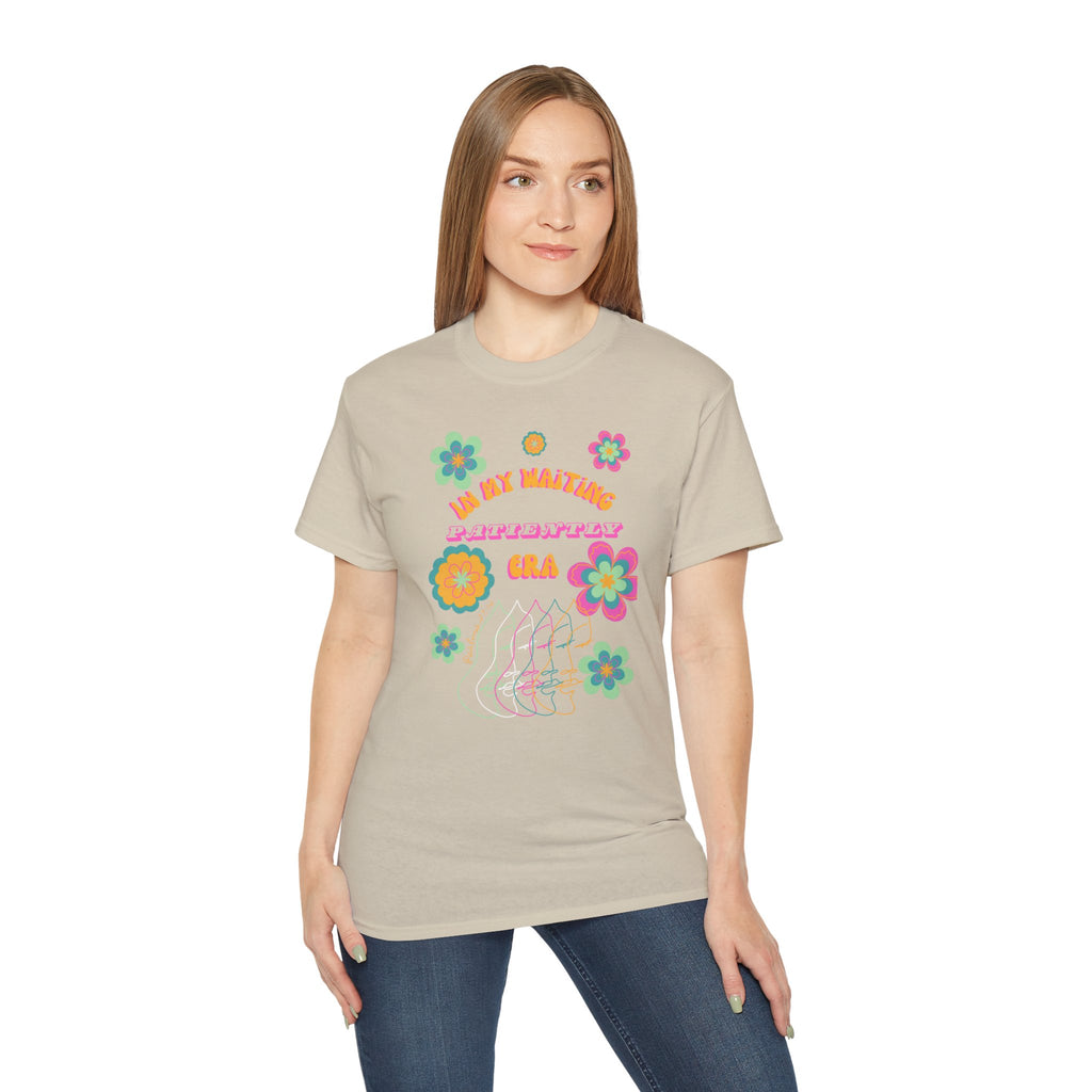 Retro Floral "In My Waiting Patiently Era" Ladies' V-Neck T-Shirt