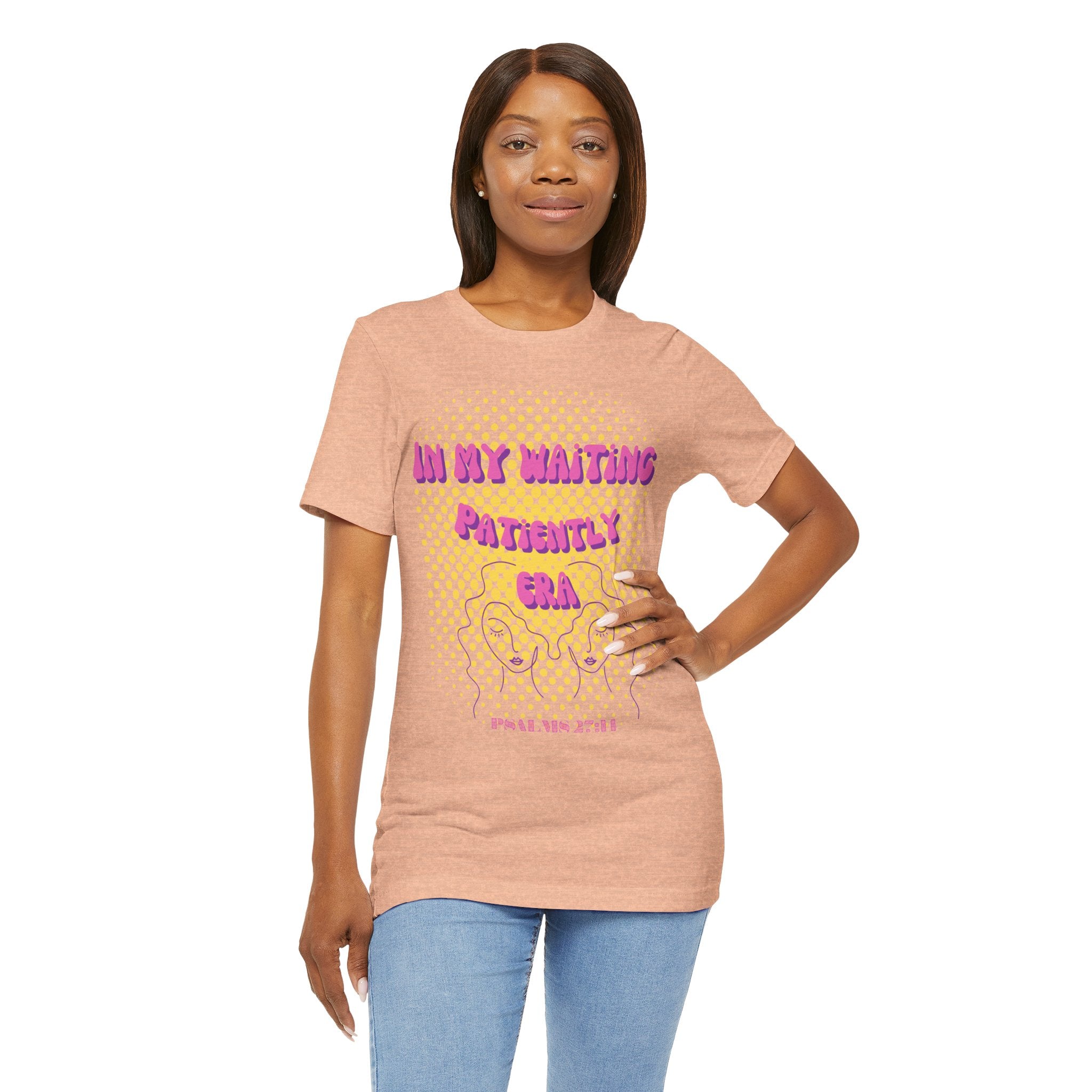 Women's 'In my Waiting Patiently Era' Tee - Yellow Graphic Jersey Short Sleeve