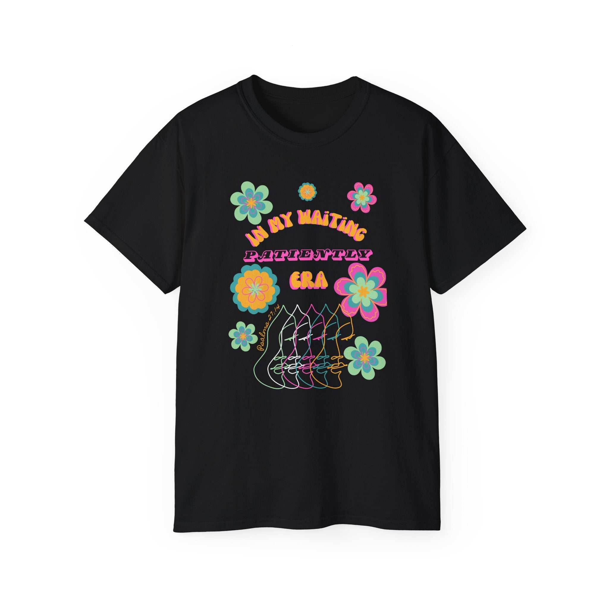 Retro Floral "In My Waiting Patiently Era" Ladies' V-Neck T-Shirt