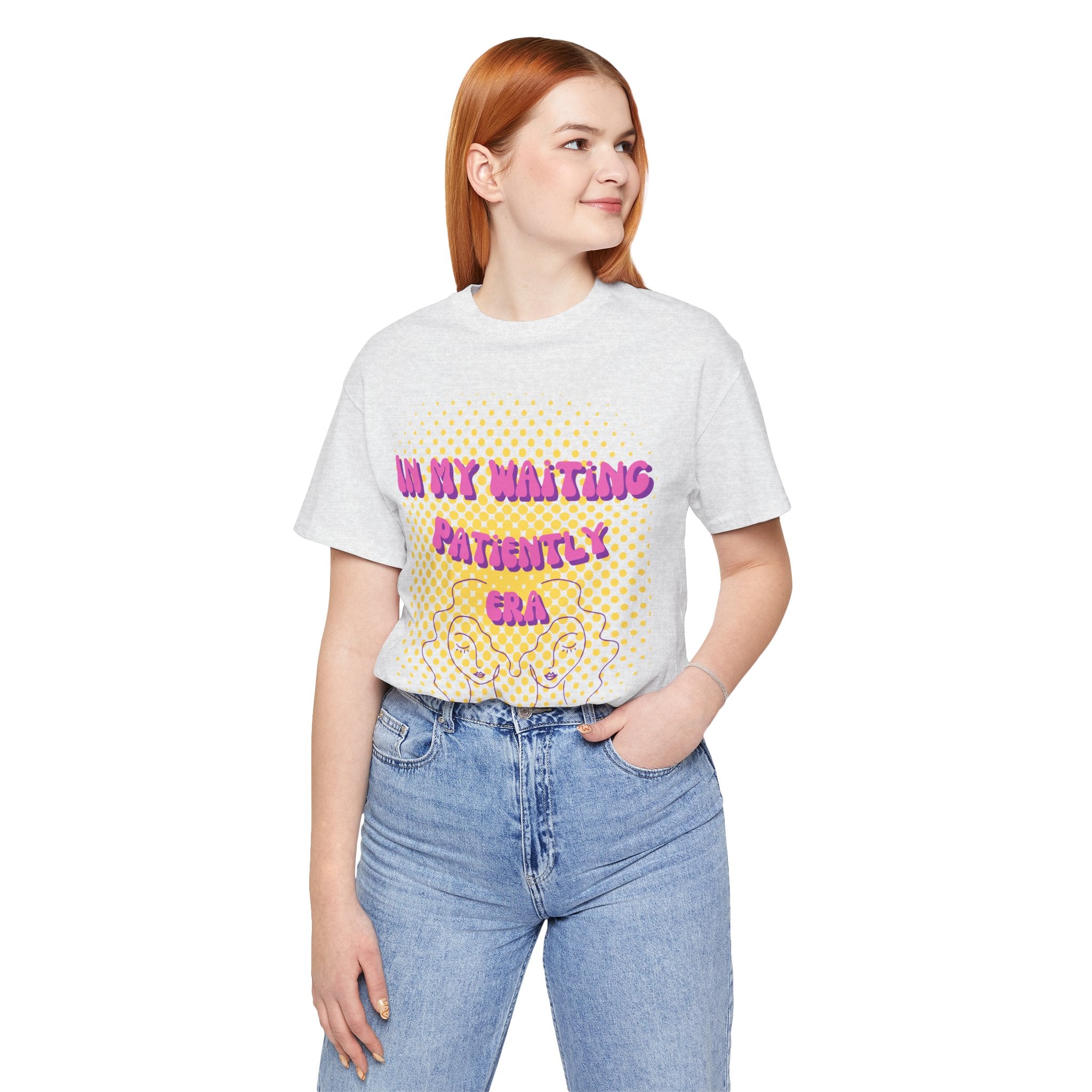 Women's 'In my Waiting Patiently Era' Tee - Yellow Graphic Jersey Short Sleeve