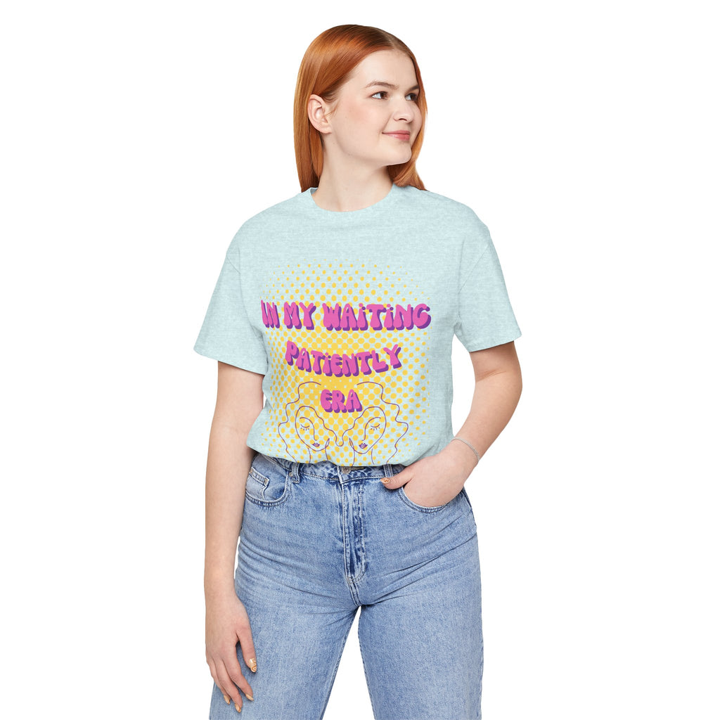 Women's 'In my Waiting Patiently Era' Tee - Yellow Graphic Jersey Short Sleeve