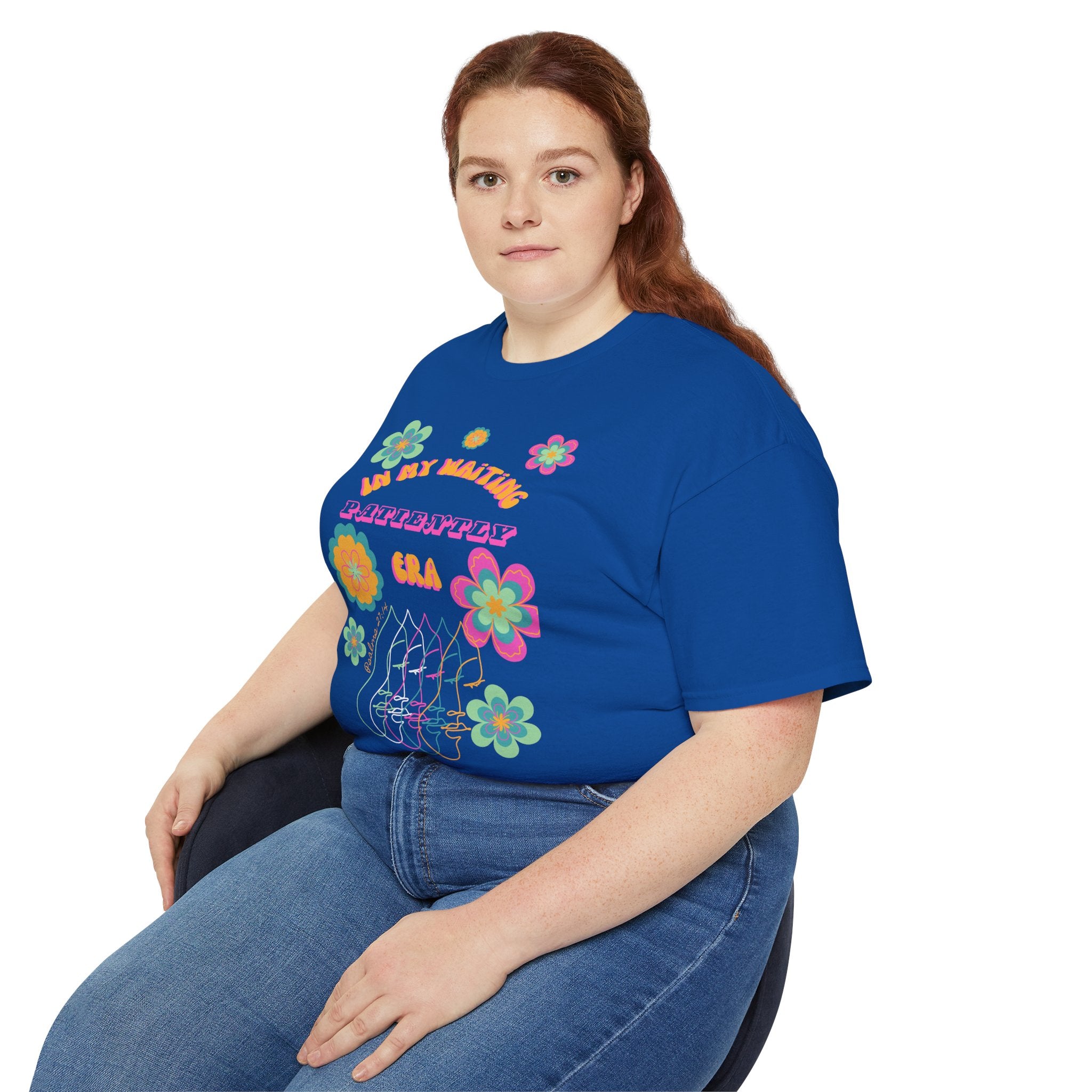 Retro Floral "In My Waiting Patiently Era" Ladies' V-Neck T-Shirt