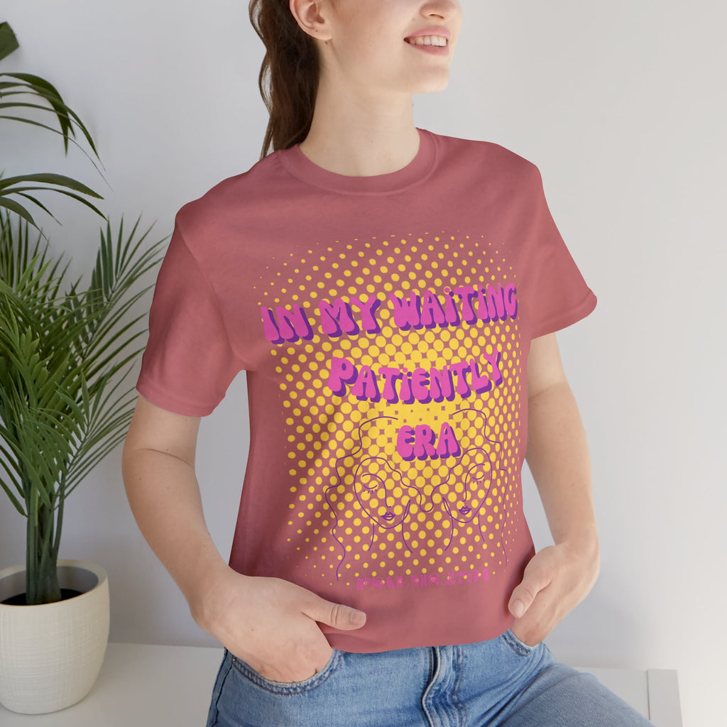 Women's 'In my Waiting Patiently Era' Tee - Yellow Graphic Jersey Short Sleeve