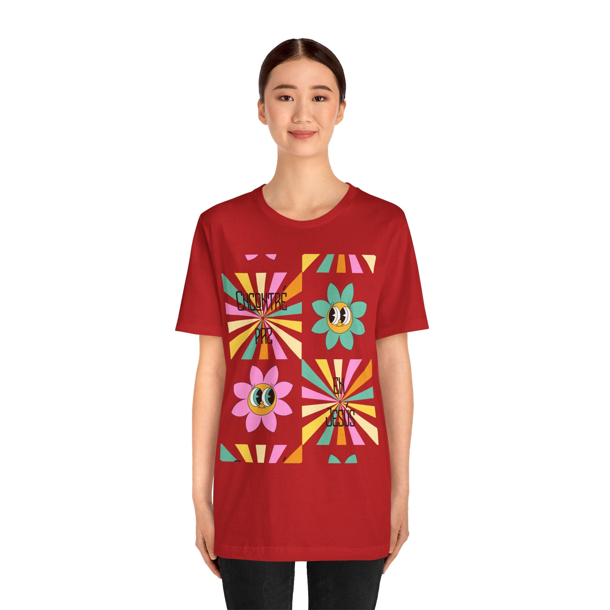 Woman's Spanish "Encontré paz en Jesús"- Camisa Retro Español