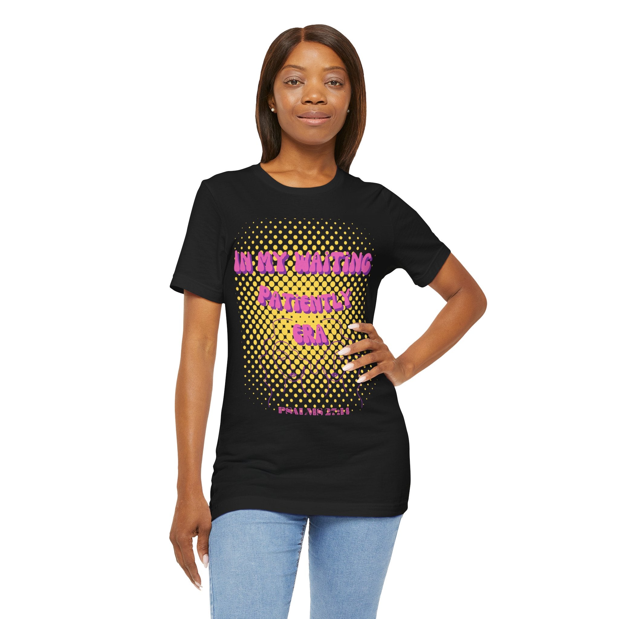 Women's 'In my Waiting Patiently Era' Tee - Yellow Graphic Jersey Short Sleeve