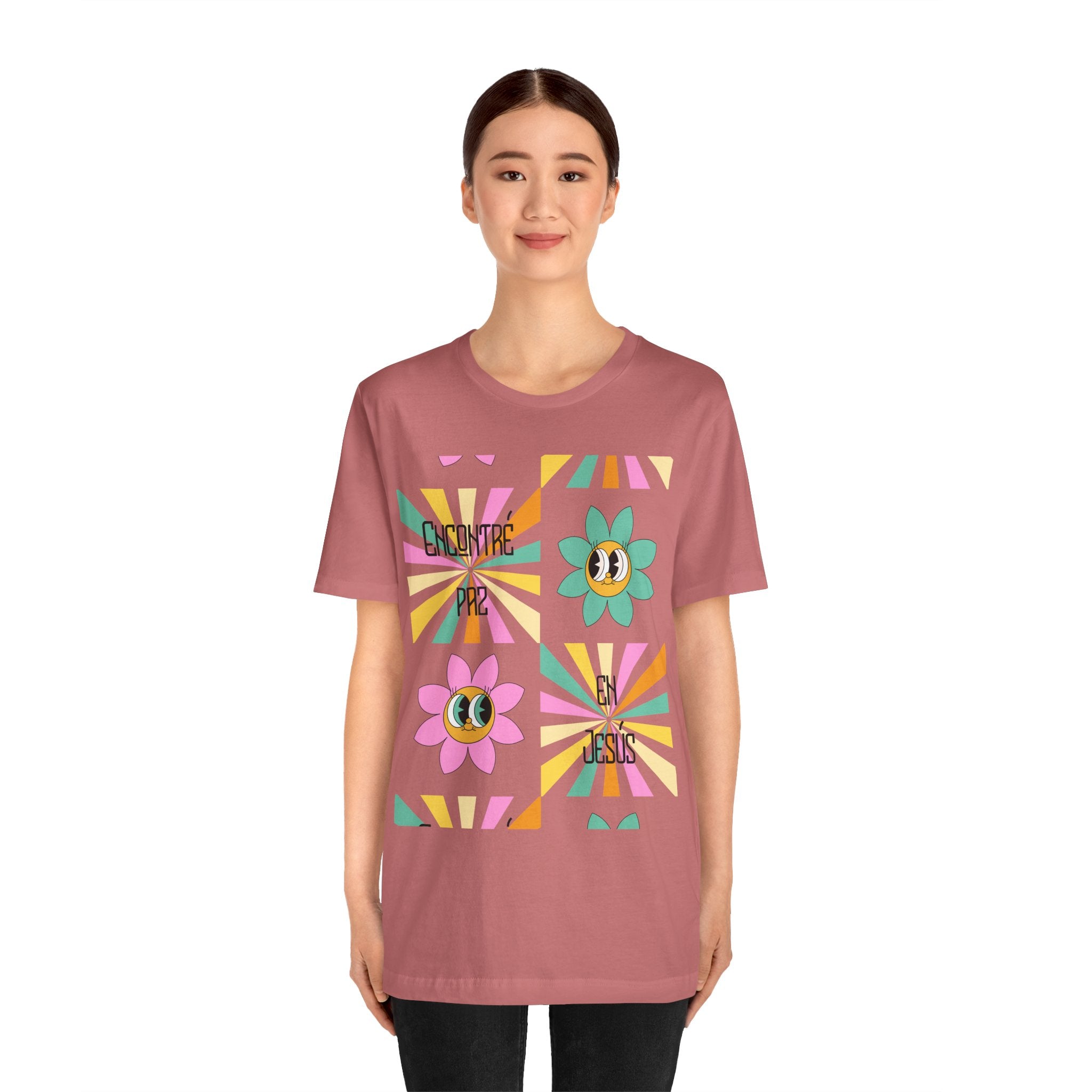 Woman's Spanish "Encontré paz en Jesús"- Camisa Retro Español