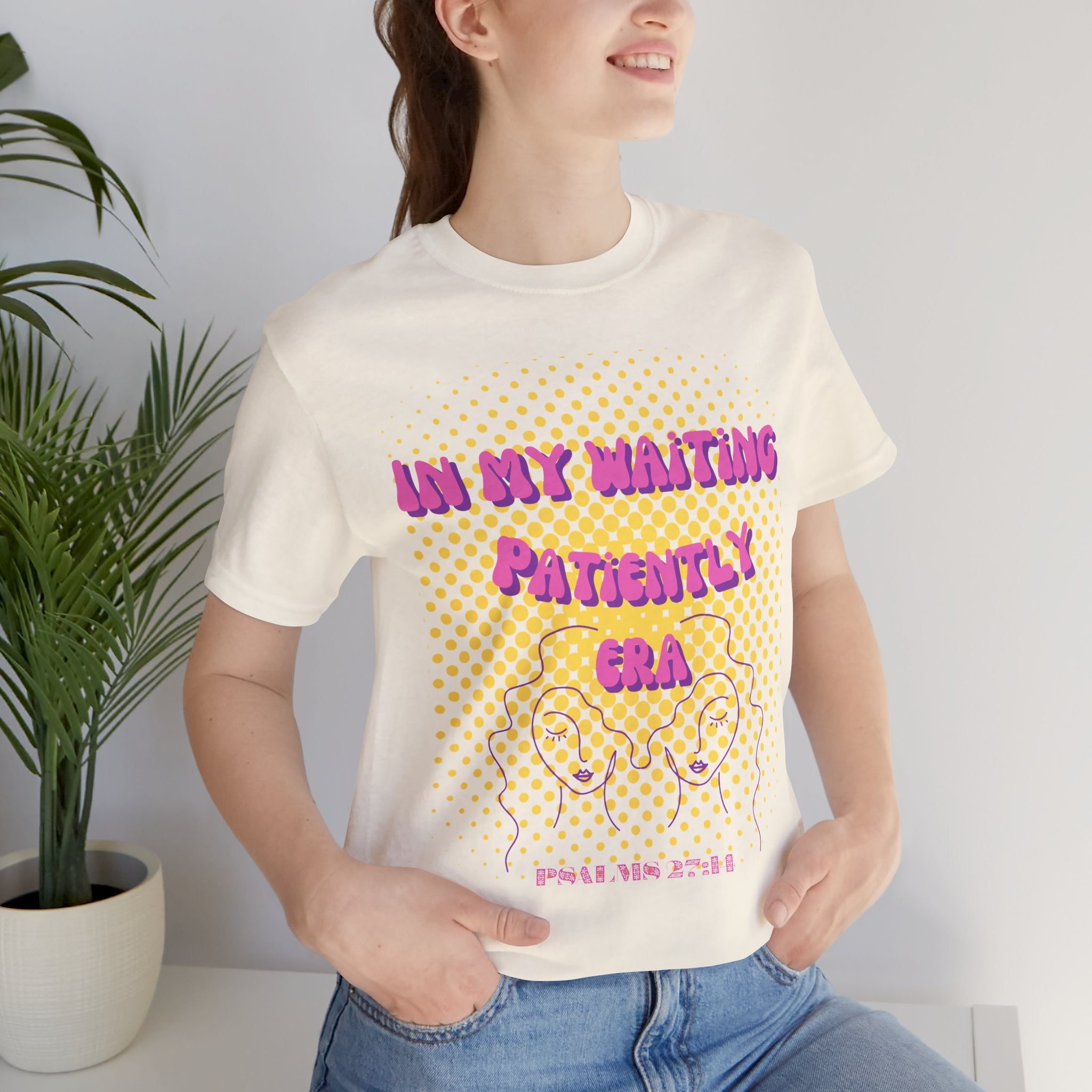 Women's 'In my Waiting Patiently Era' Tee - Yellow Graphic Jersey Short Sleeve