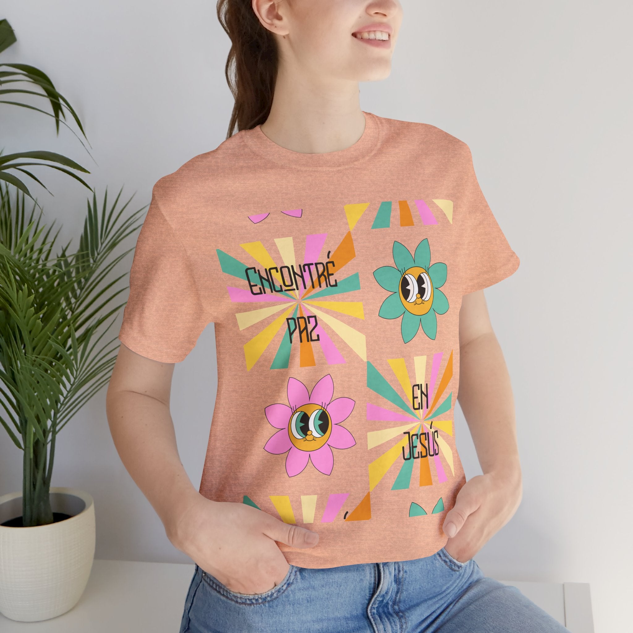 Woman's Spanish "Encontré paz en Jesús"- Camisa Retro Español