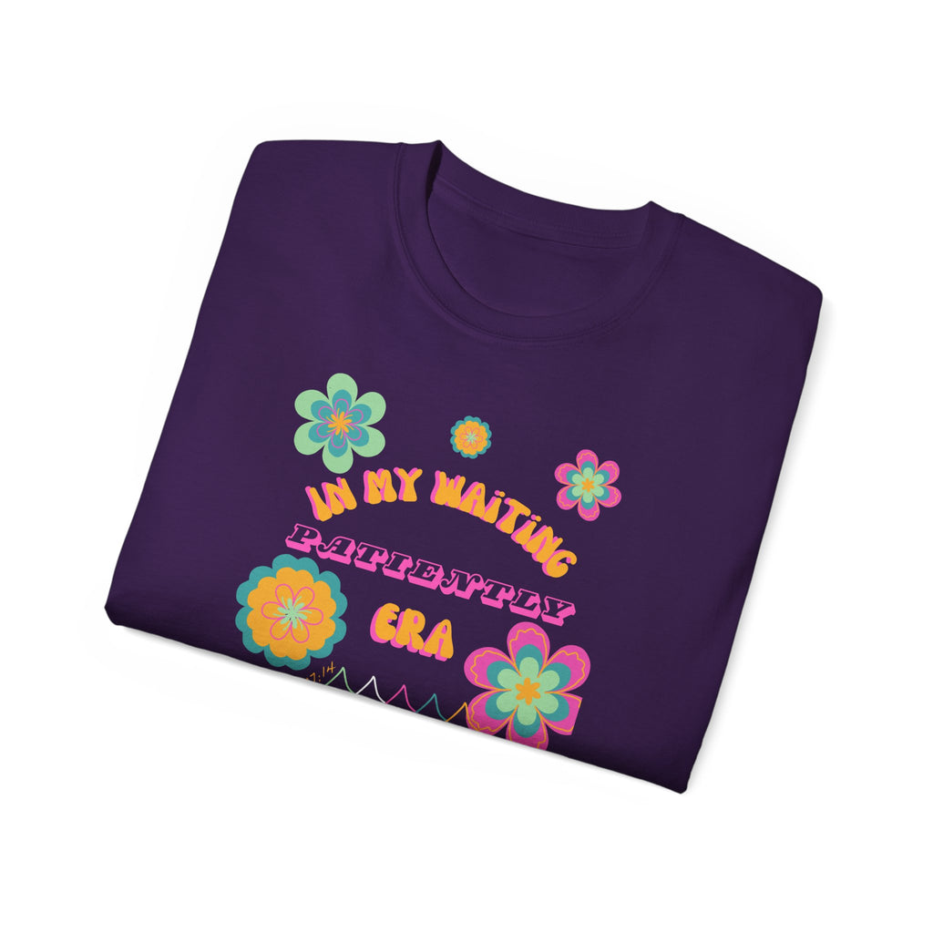 Retro Floral "In My Waiting Patiently Era" Ladies' V-Neck T-Shirt