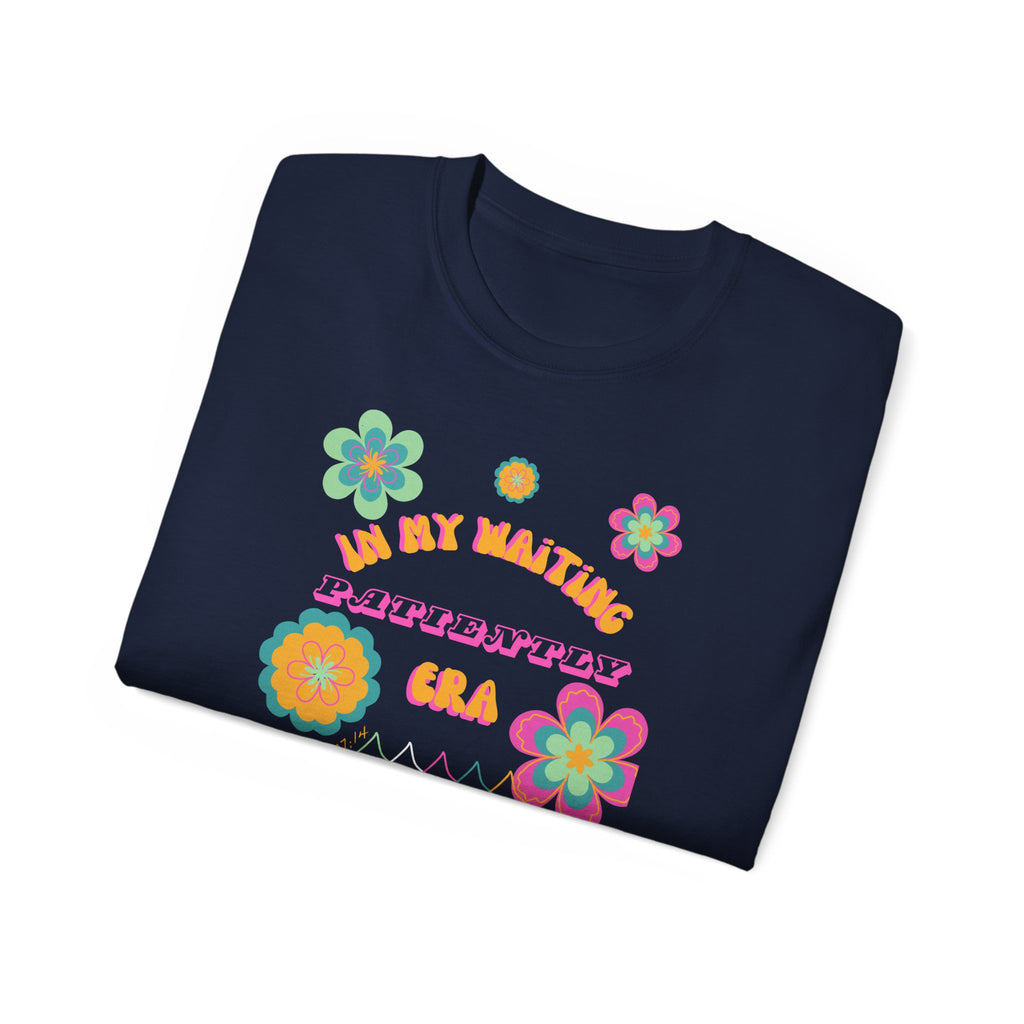 Retro Floral "In My Waiting Patiently Era" Ladies' V-Neck T-Shirt