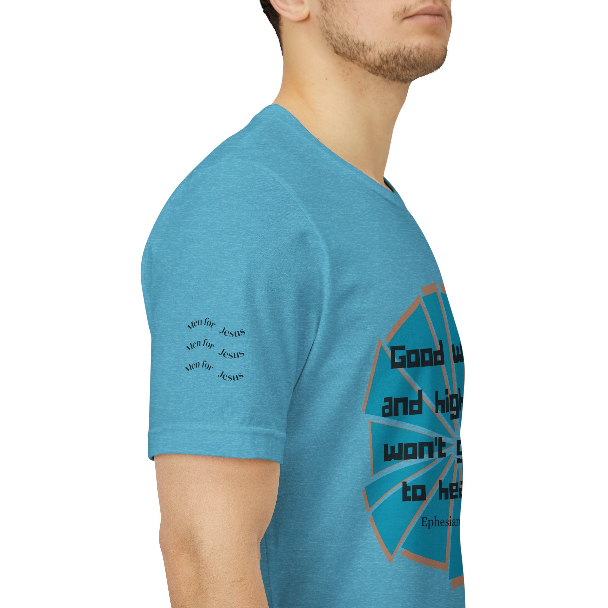 Mens Jersey Short Sleeve Tee- "Good works and high titles"