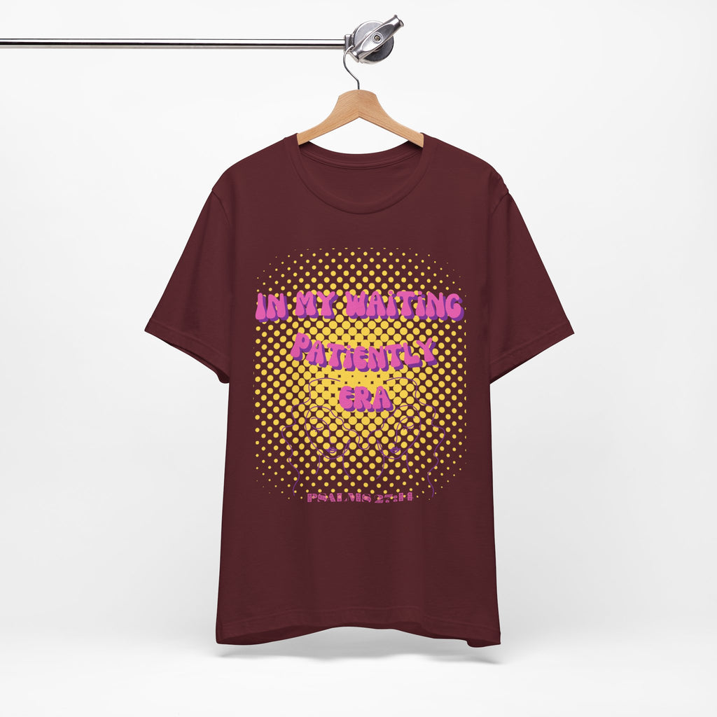 Women's 'In my Waiting Patiently Era' Tee - Yellow Graphic Jersey Short Sleeve