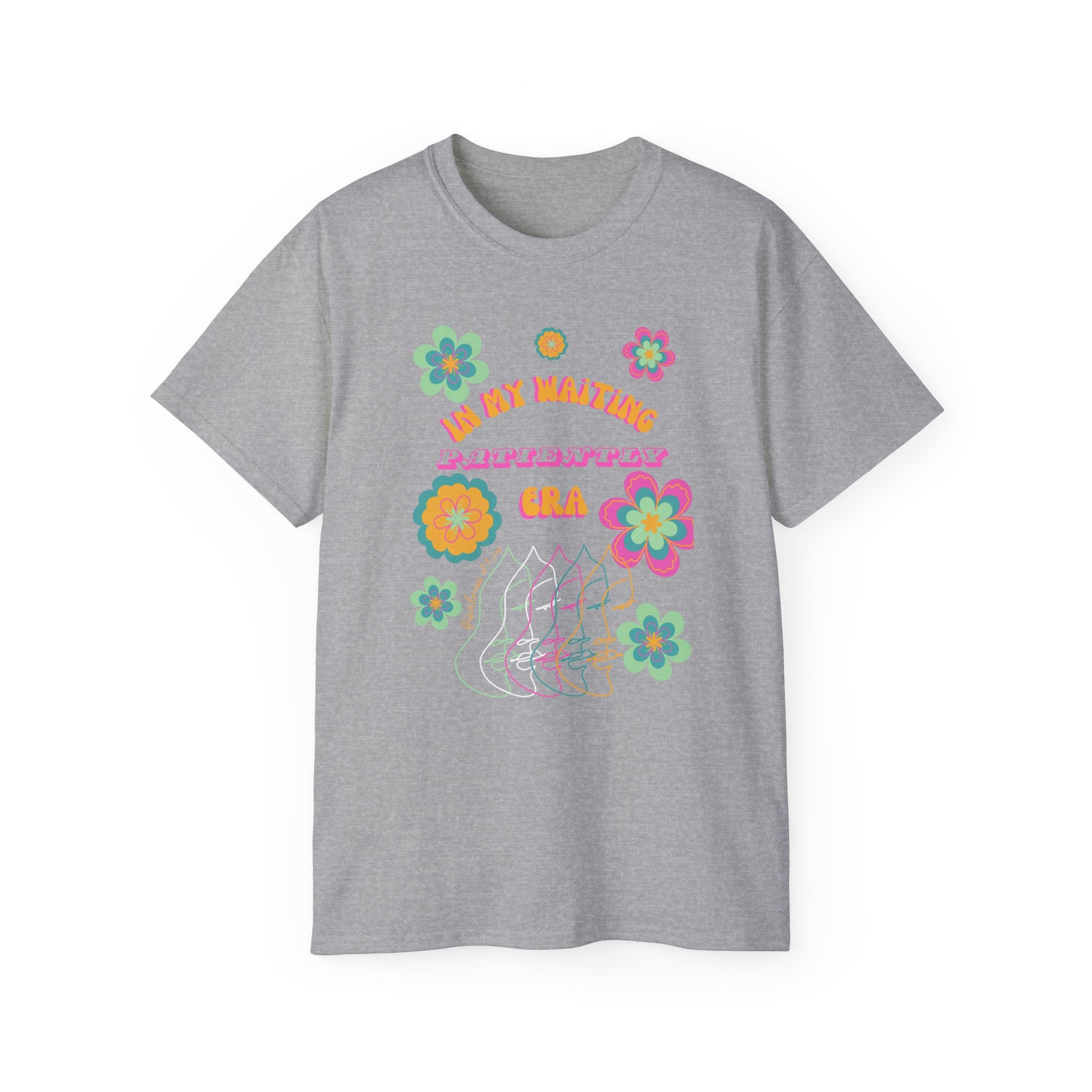 Retro Floral "In My Waiting Patiently Era" Ladies' V-Neck T-Shirt