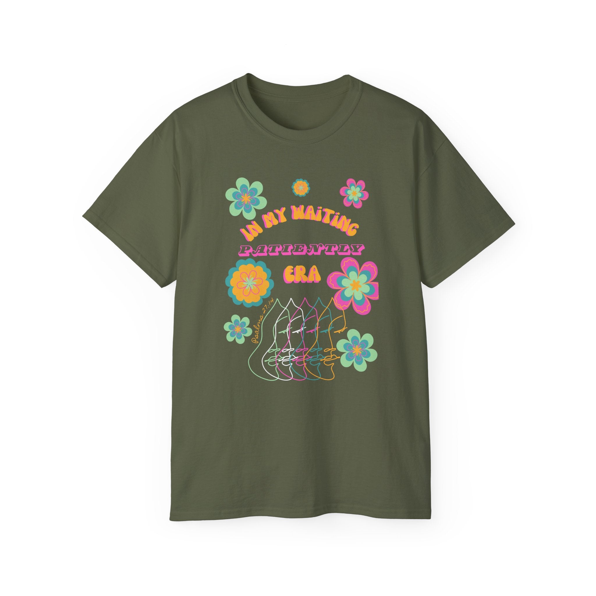 Retro Floral "In My Waiting Patiently Era" Ladies' V-Neck T-Shirt